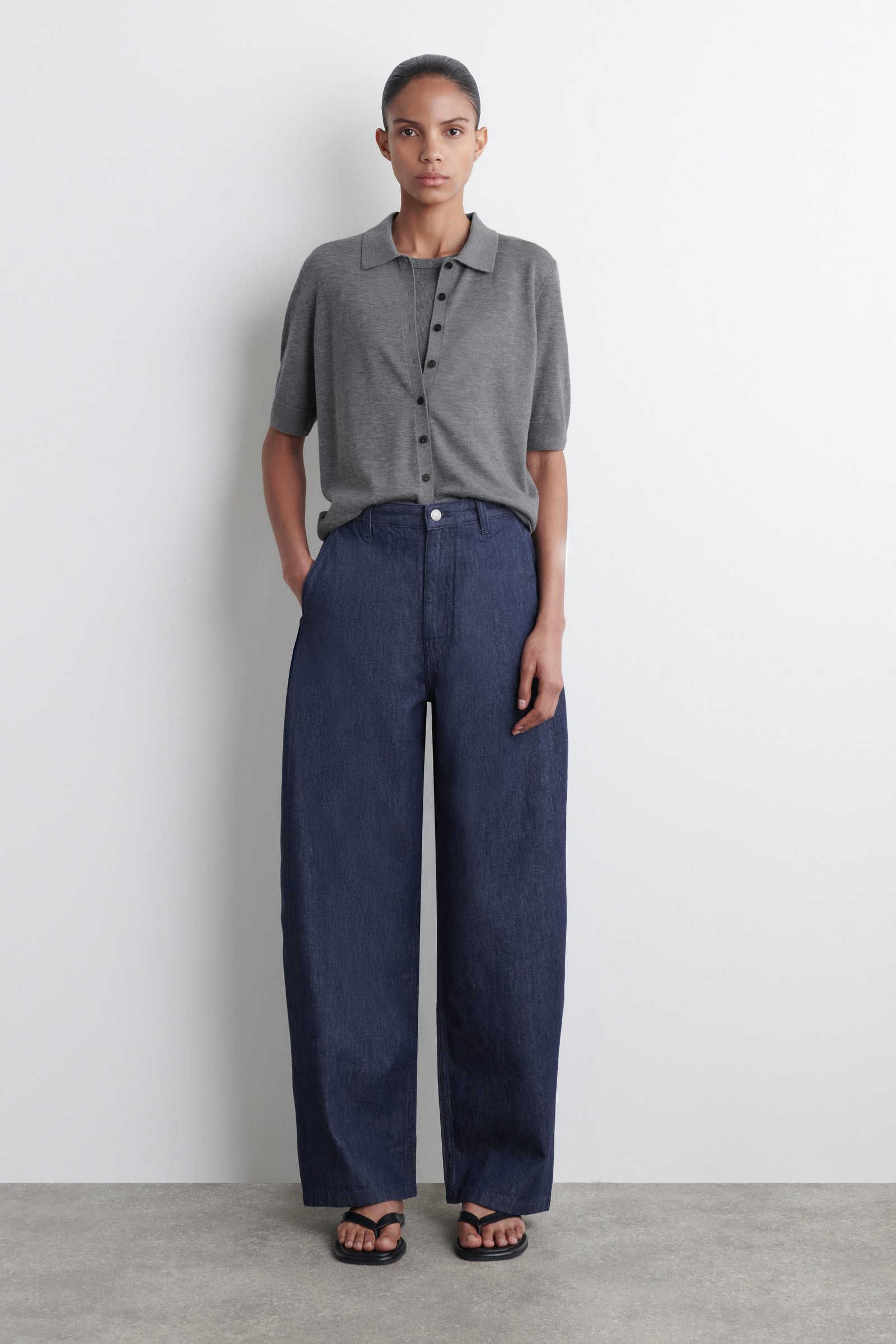 Wide-Leg Denim Trousers