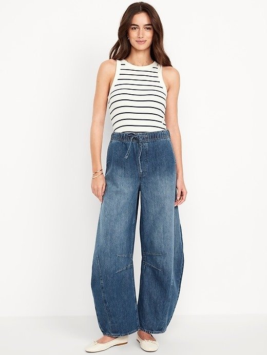 Old Navy , High-Waisted Pull-On Barrel Jeans
