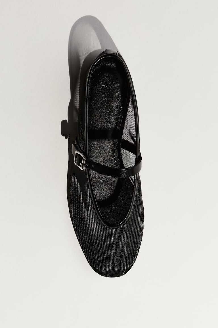 Mesh Mary Jane Ballet Pumps