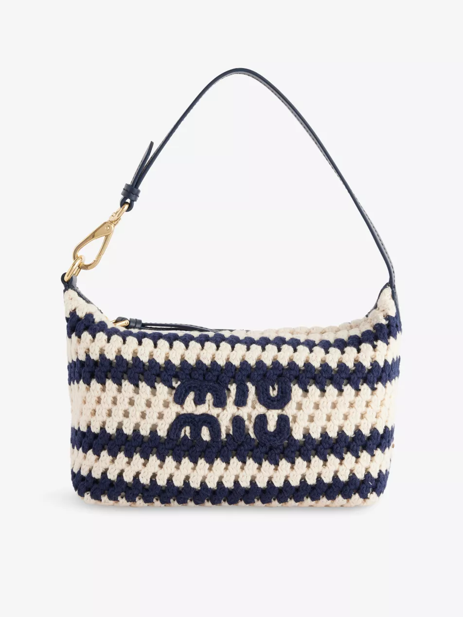 Stripe Crochet Cotton Pouch