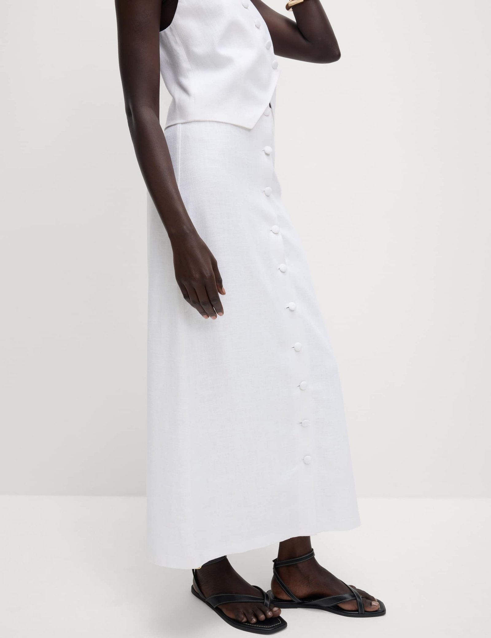 Twill Midi Pencil Skirt