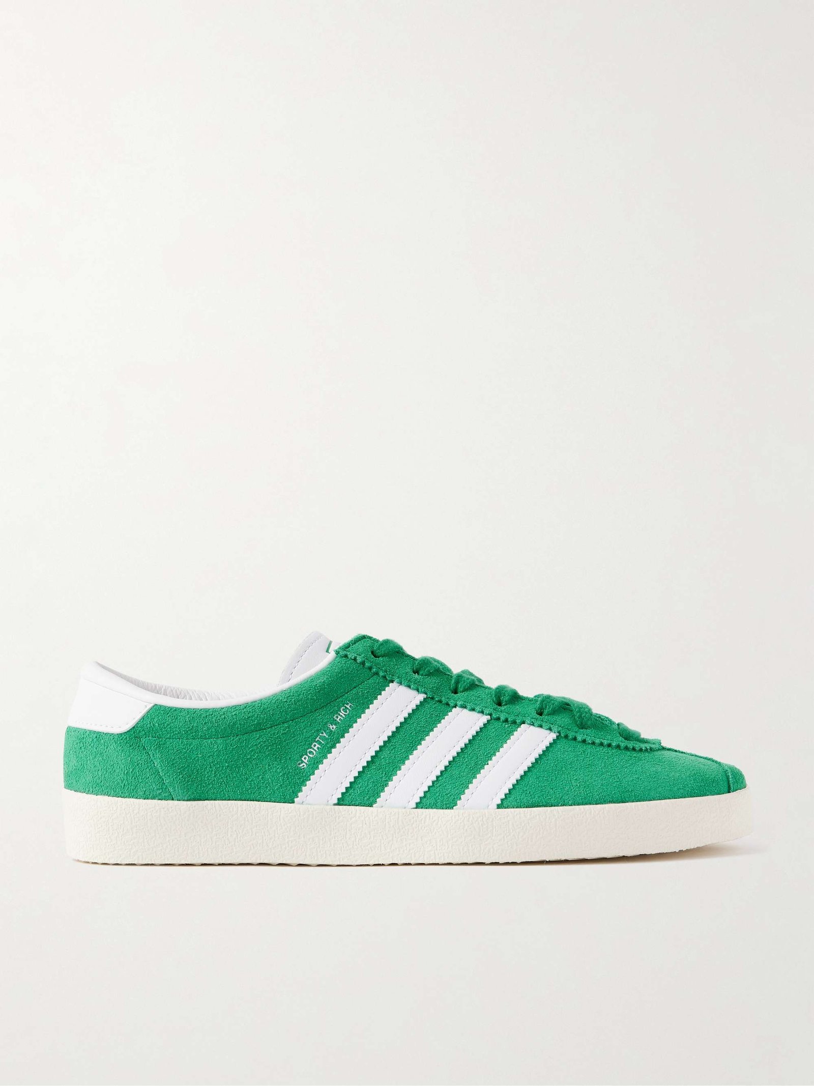 + Sporty & Rich Blanc Leather-Trimmed Embellished Suede Sneakers