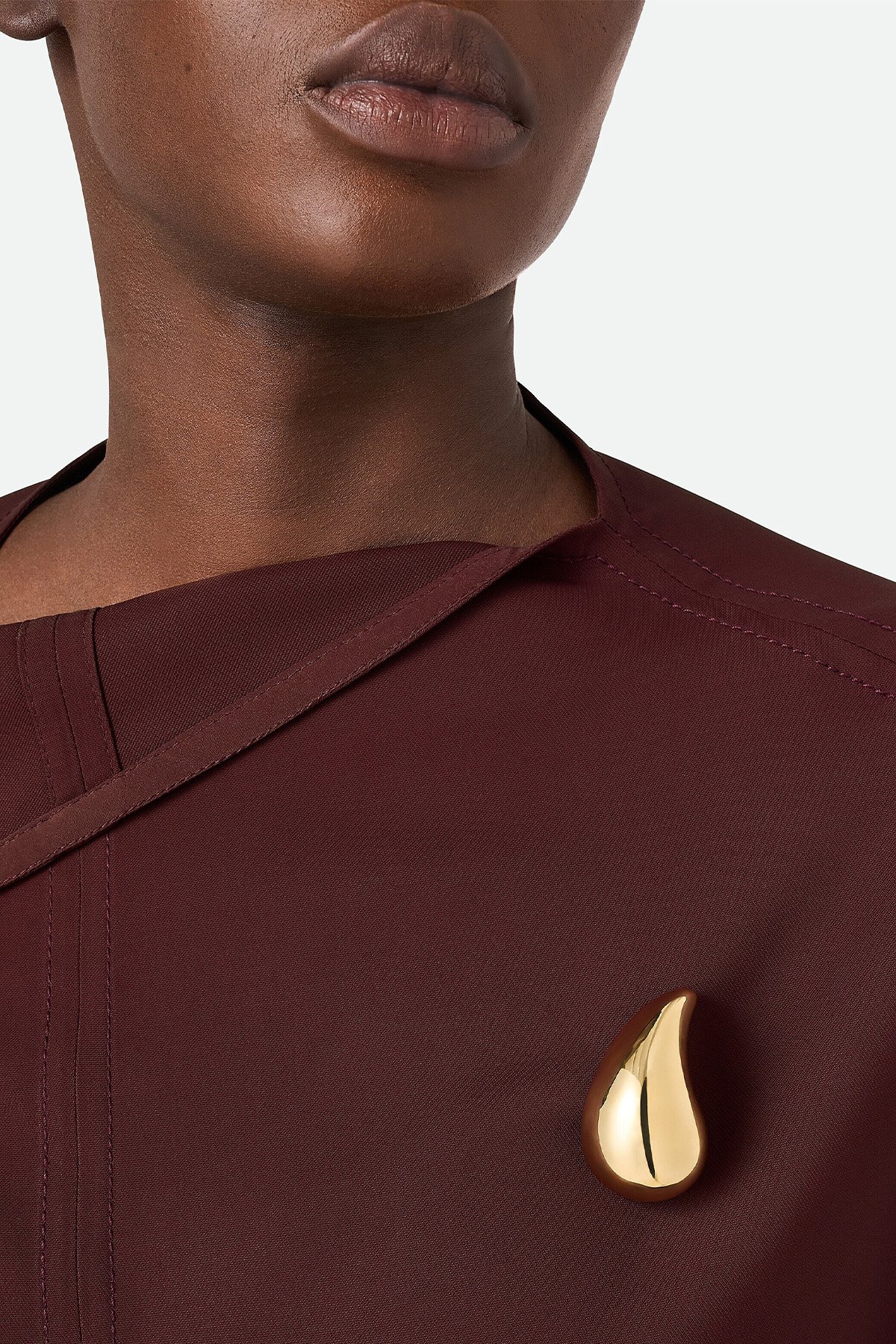 Bottega Veneta Large Drop Brooch in Yellow Gold