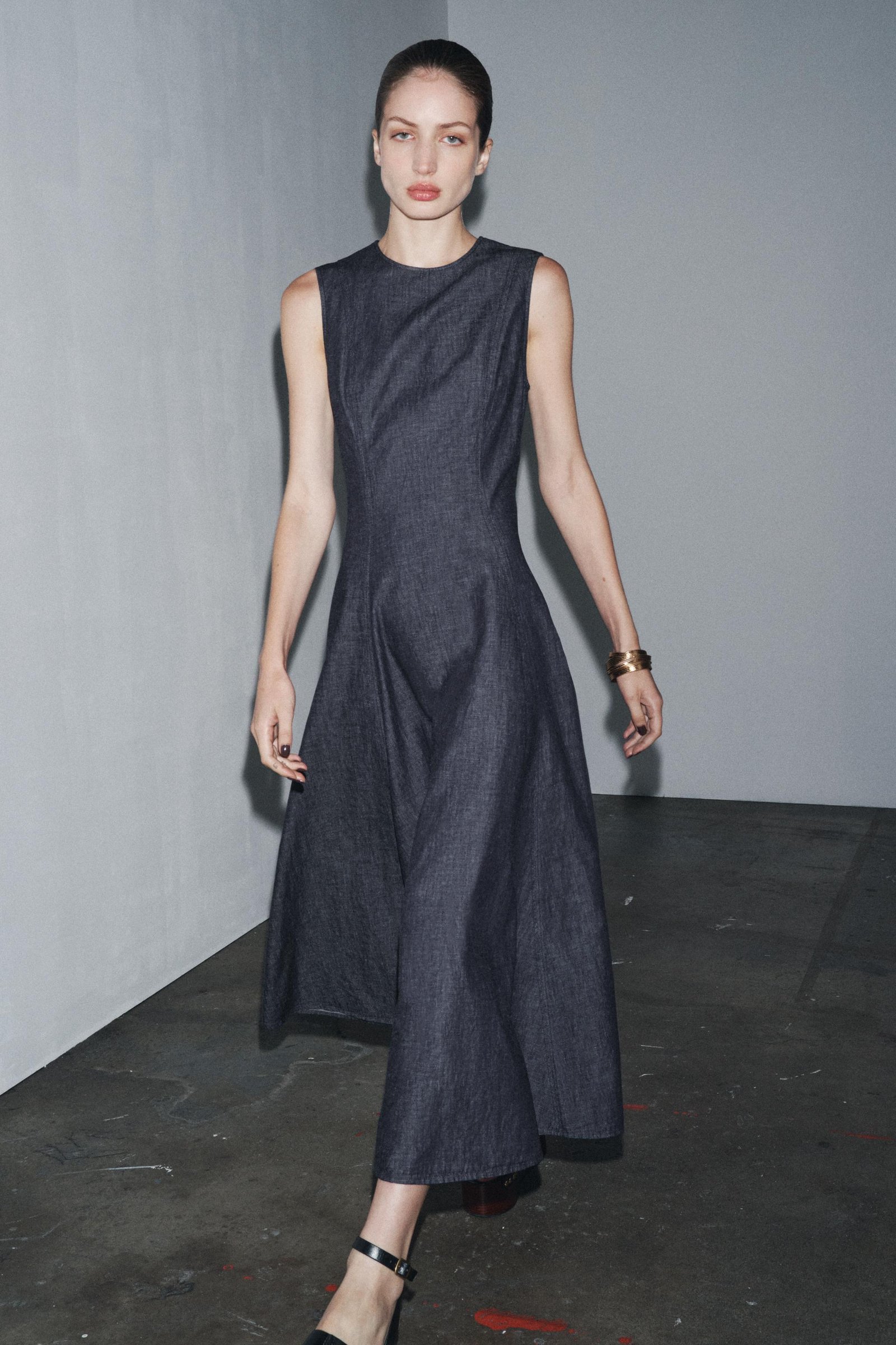 Zw Collection Denim Midi Dress