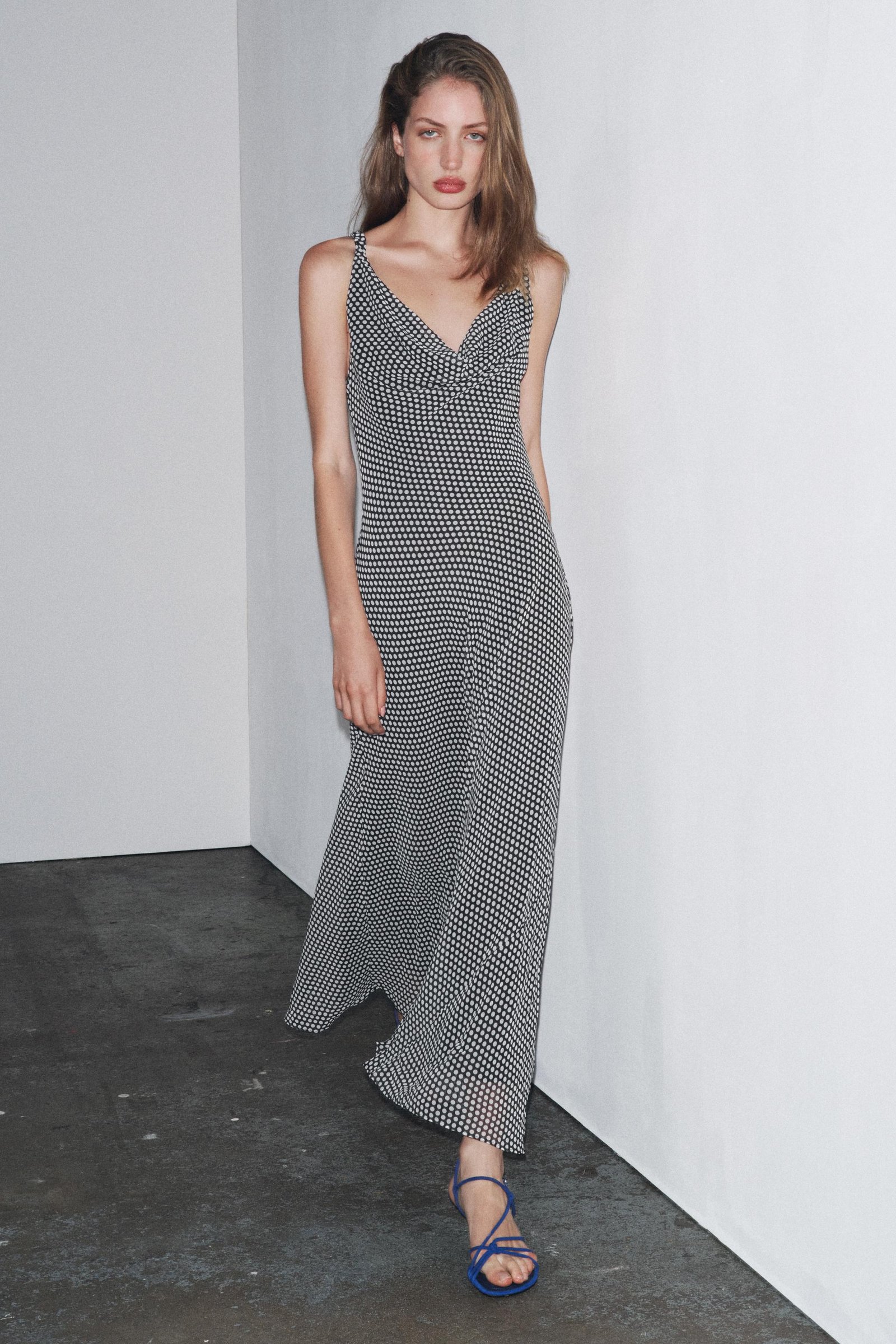 Zw Collection Polka Dot Midi Dress