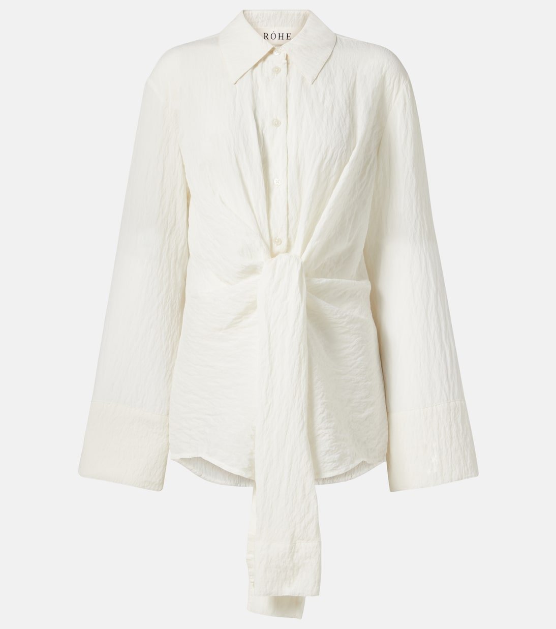 Knot-Detail Silk-Blend Shirt