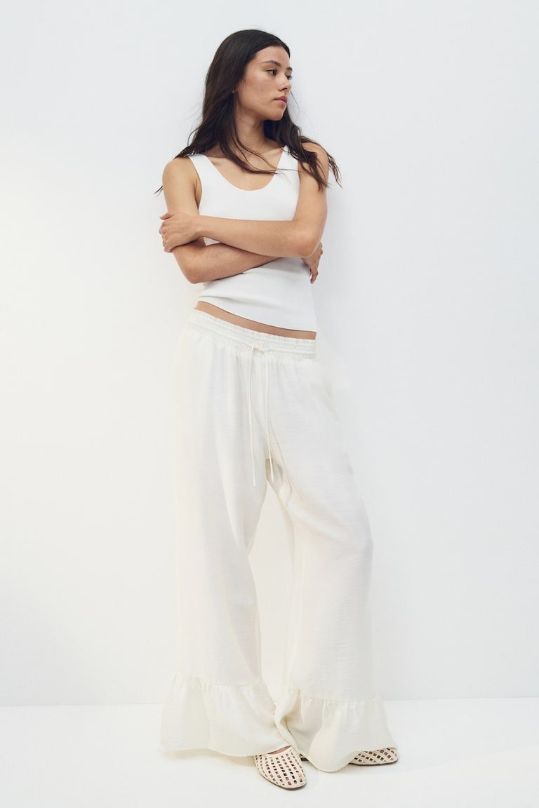 Frill-Trimmed Drawstring Trousers