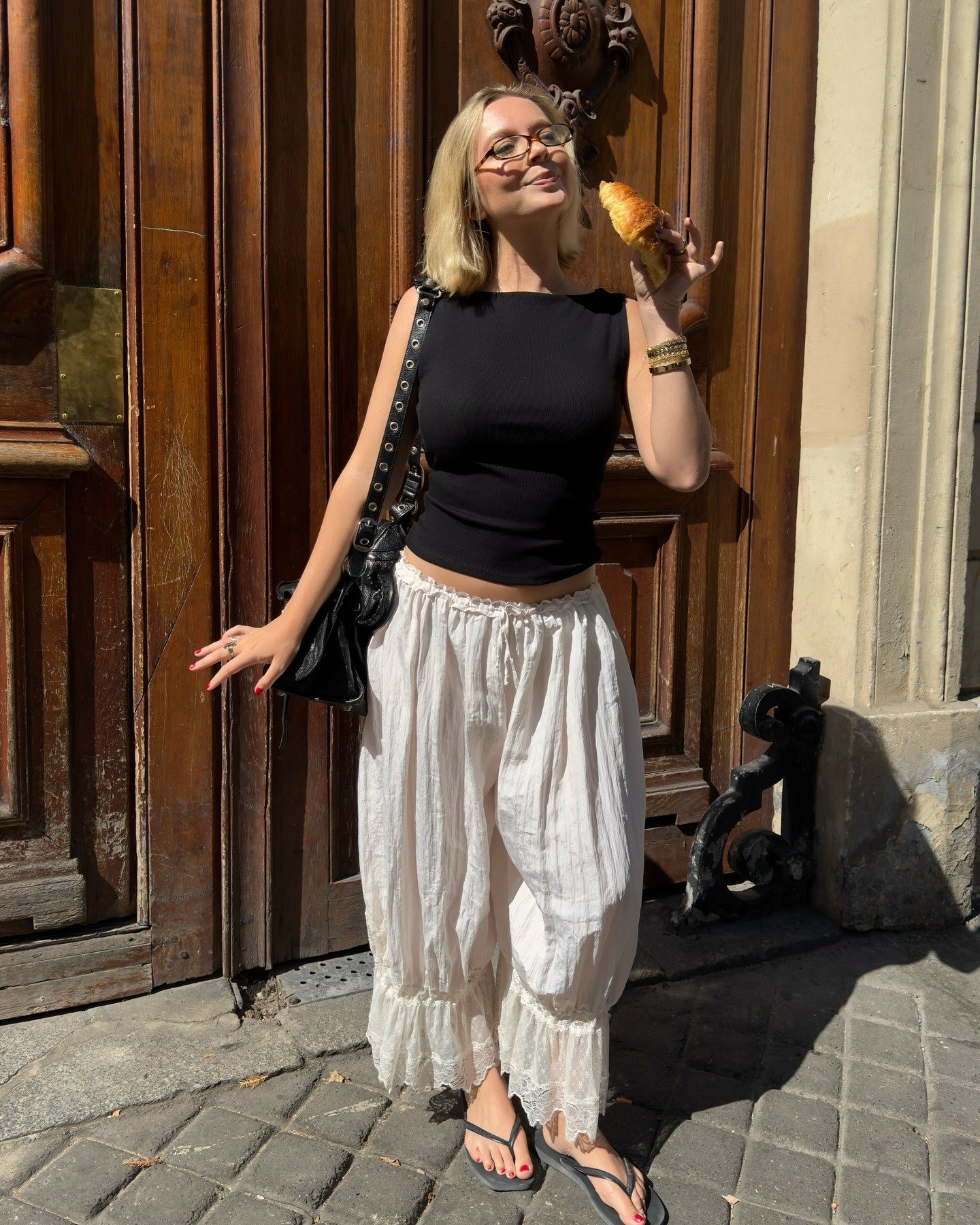 Fashion person Grace Lacade wears the bloomer trouser trend.