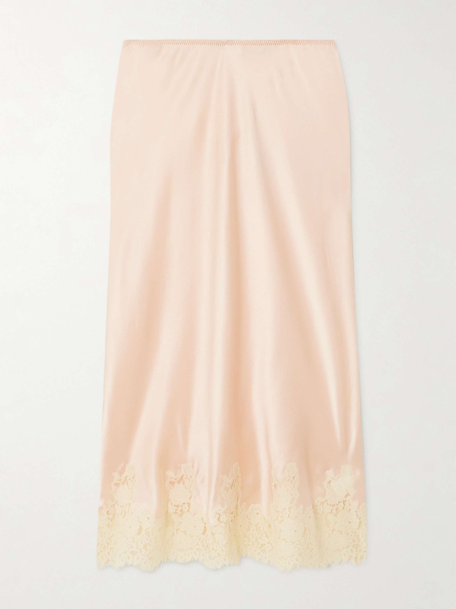 Elowena Lace-Trimmed Silk Midi Skirt