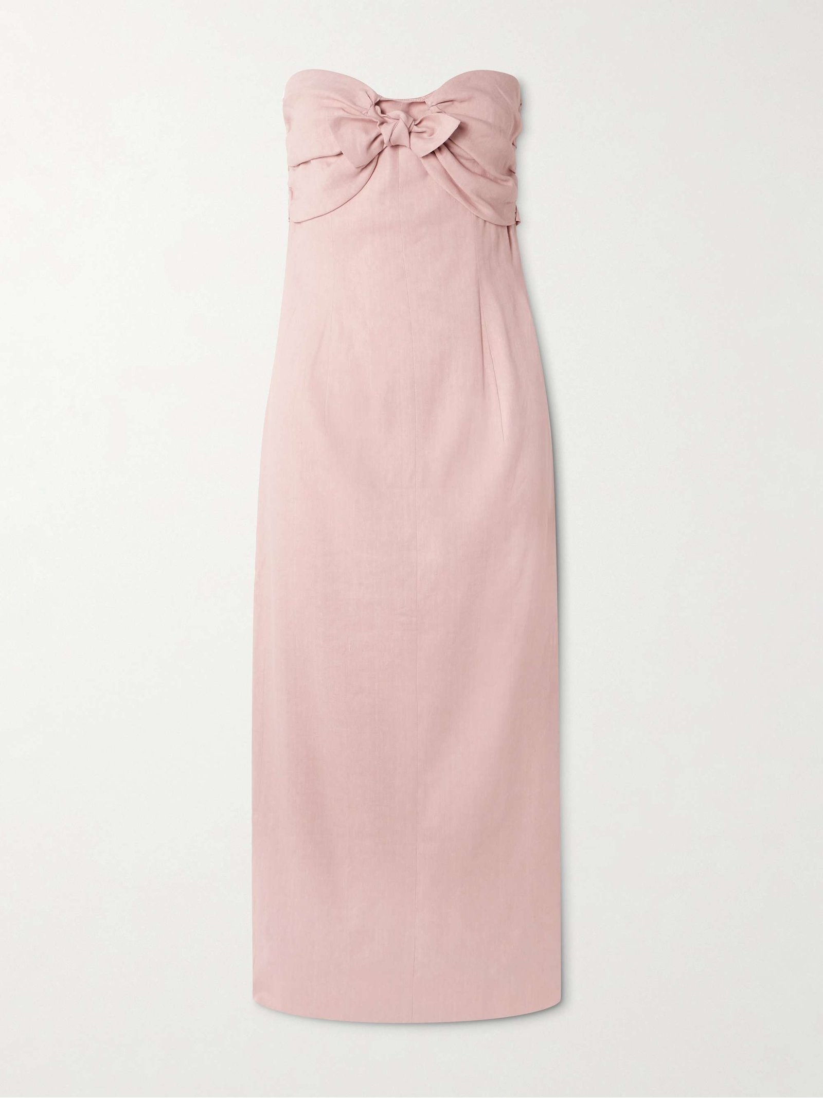 Rahel Gathered Tie-Front Linen-Blend Midi Dress