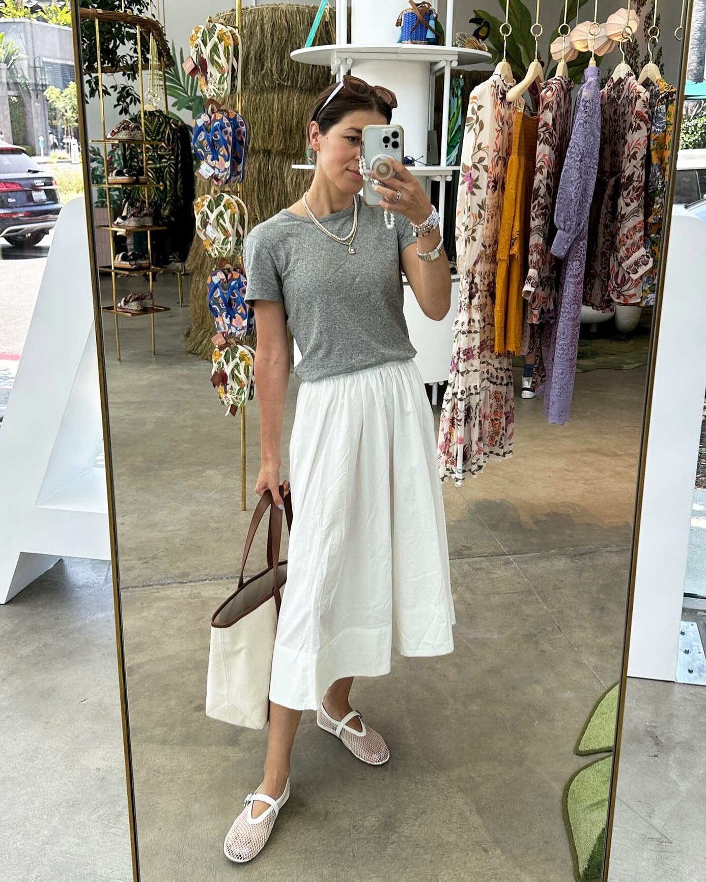 Judith Jones wearing the Free People Lowen Midi Skirt.
