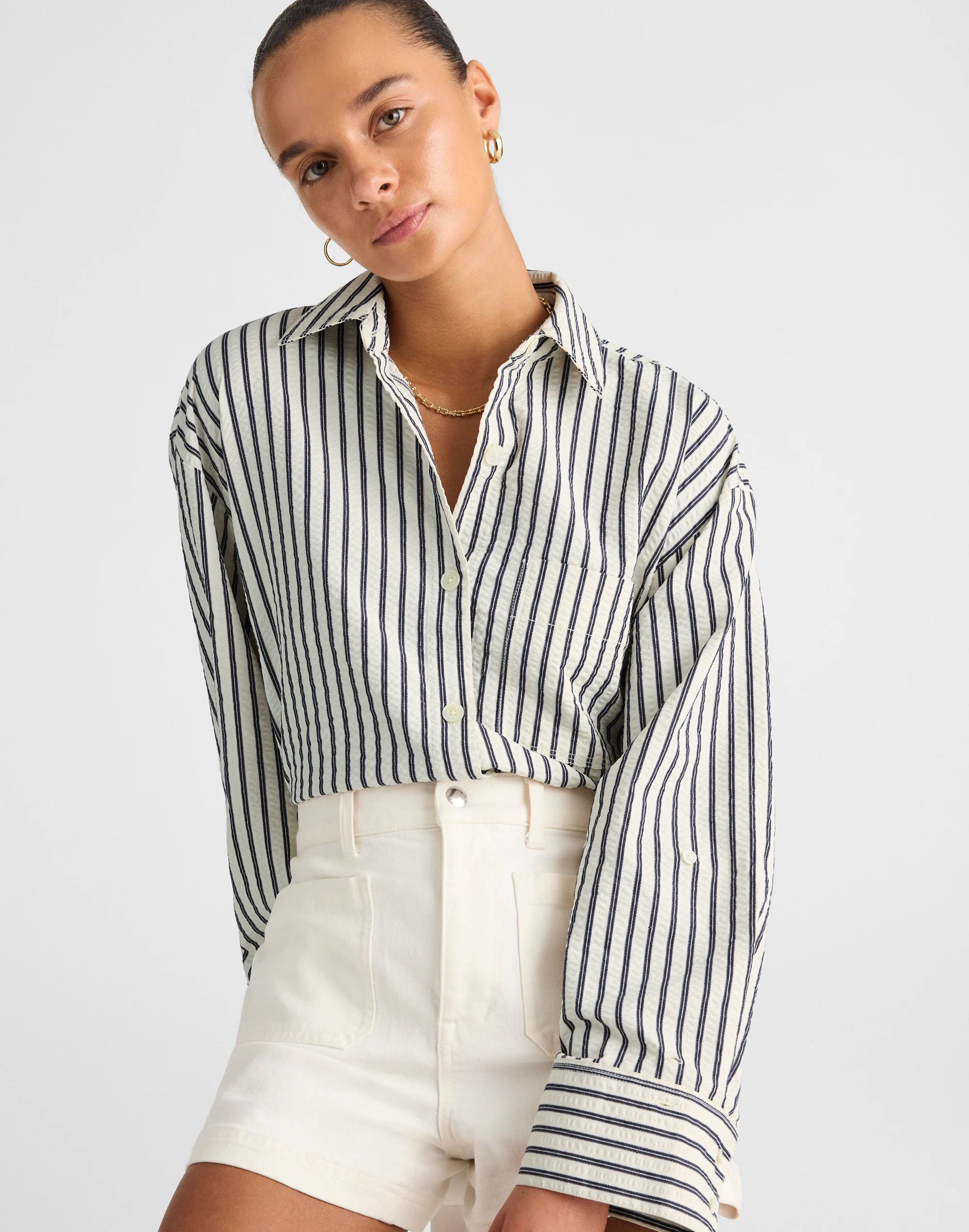 Straight-Hem Shirt in Seersucker