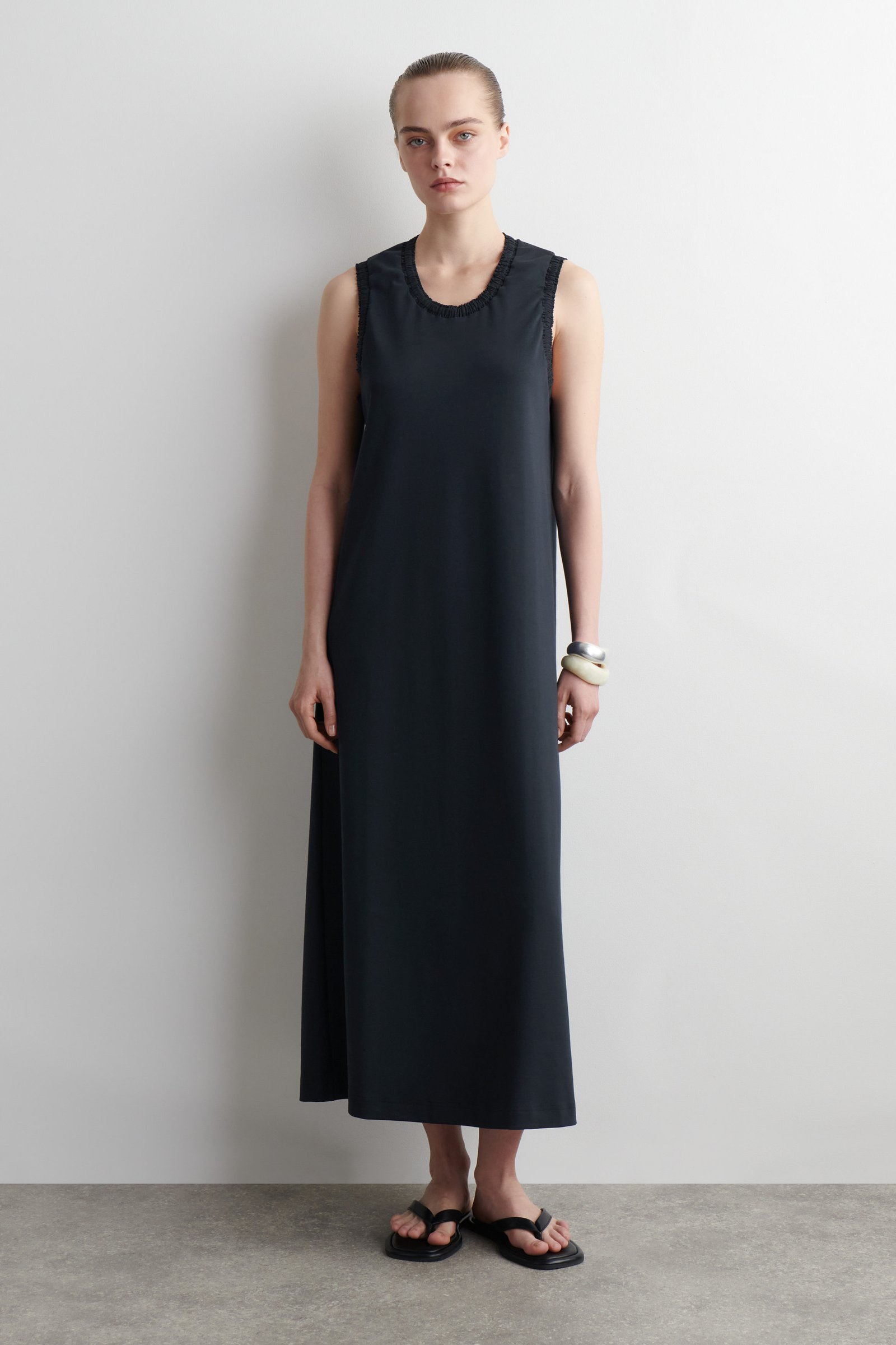 Ruffled Cotton Midi Dress
