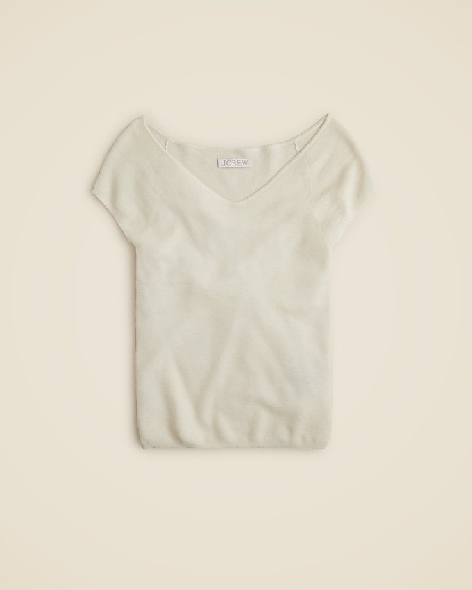 Cashmere-Silk Blend Wide V-Neck Sweater T-Shirt