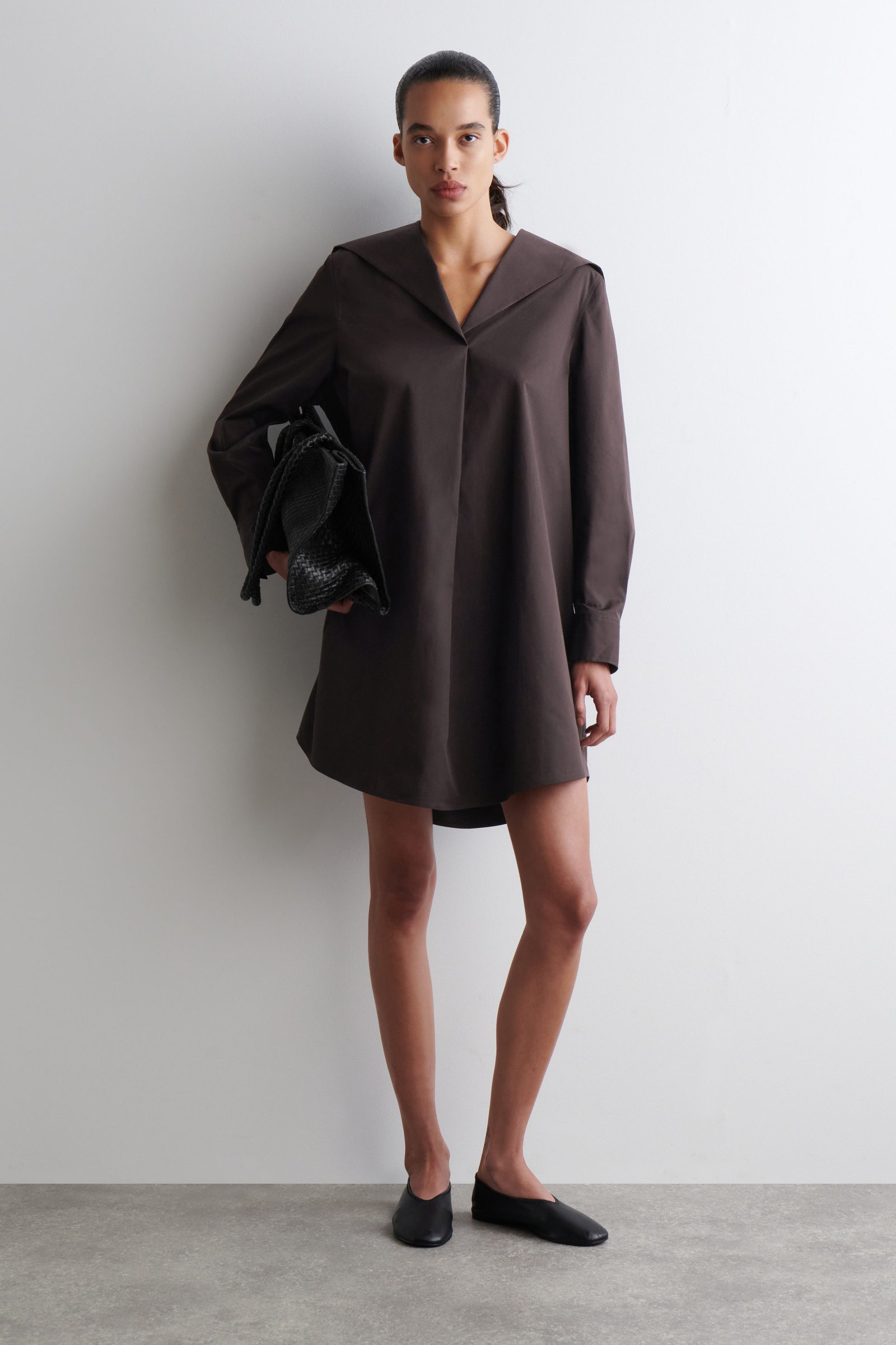 Sailor-Collar Cotton Mini Dress