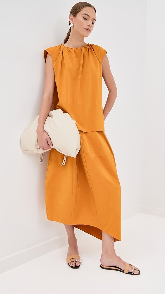 Tibi Nylon Shirred Neck Top