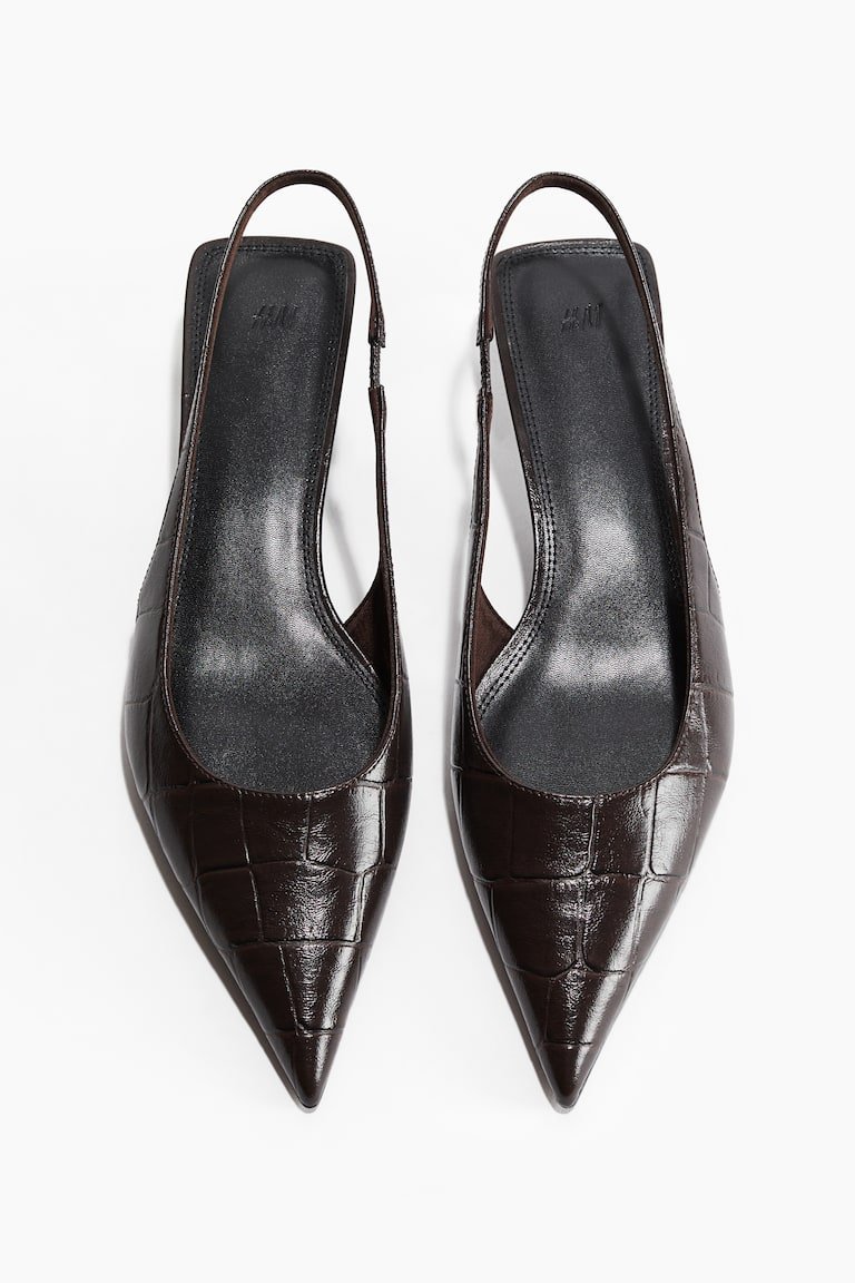 Kitten-Heeled Pointed Slingbacks