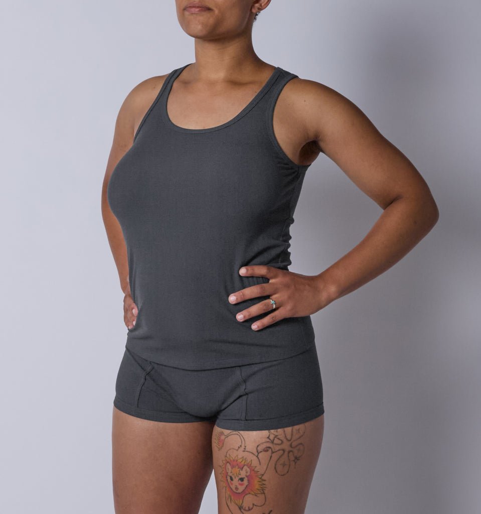 Bamboo Rib Power Tank - Heather Gray