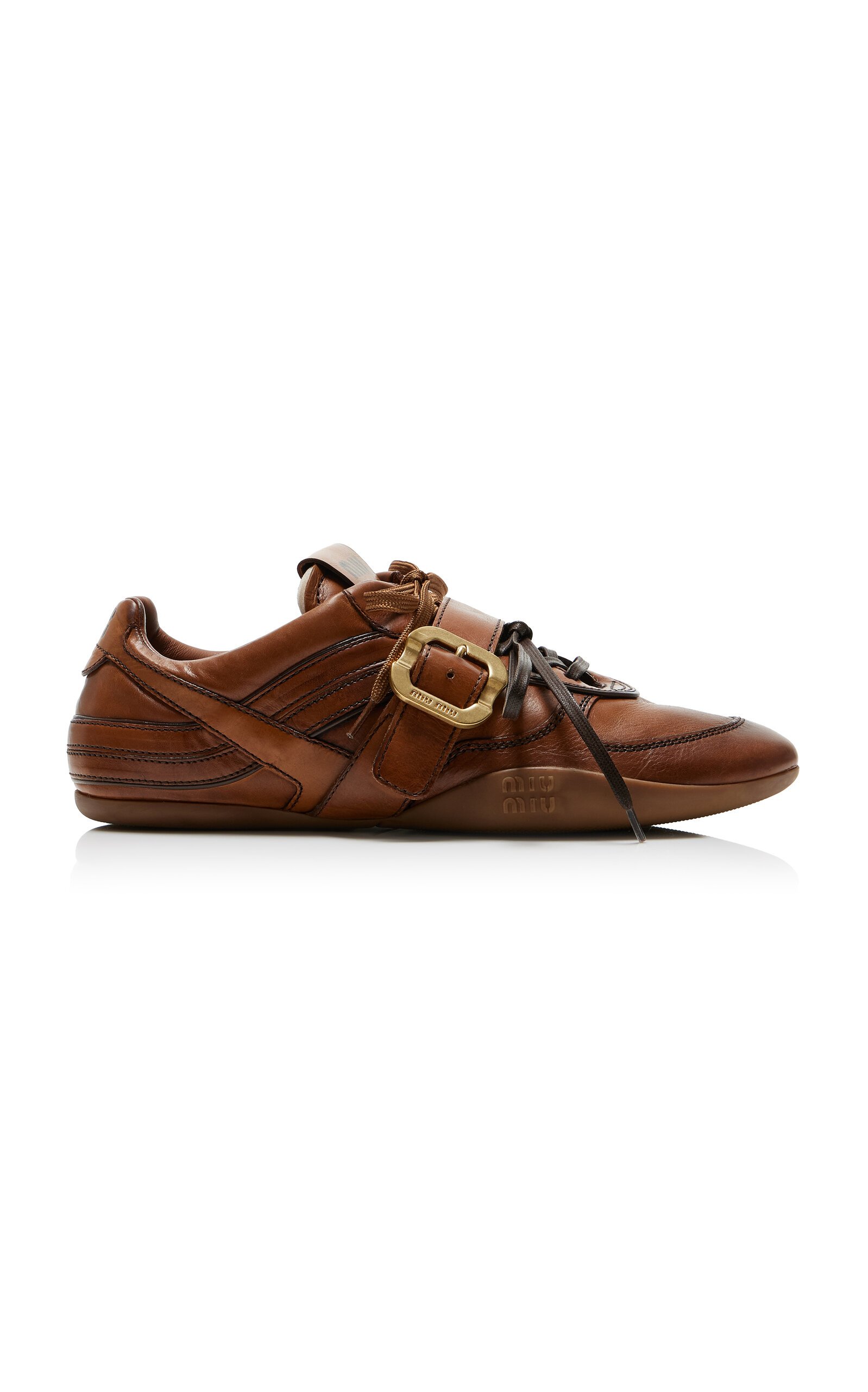 Buckled Leather Sneakers
