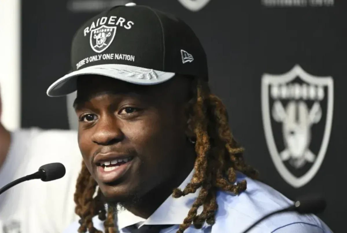 Apr 25, 2025; Henderson, NV, USA; Las Vegas Raiders first round draft pick in the 2025 NFL Draft Ashton Jeanty, speaks to the media at Intermountain Health Performance Center. Mandatory Credit: Candice Ward-Imagn Images