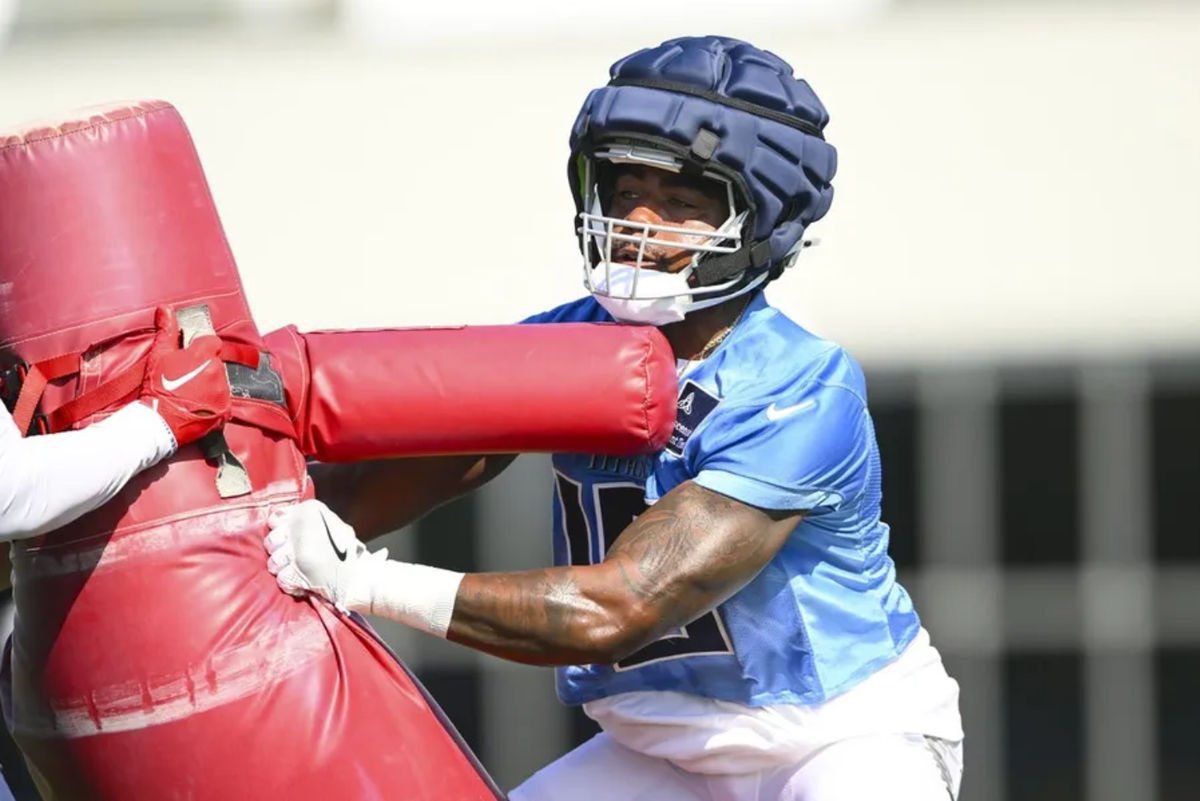 Jul 23, 2025; Nashville, TN, USA; Tennessee Titans wide receiver Treylon Burks (16) goes through drills during training camp at Ascension Saint Thomas Sports Park. Mandatory Credit: Steve Roberts-Imagn Images