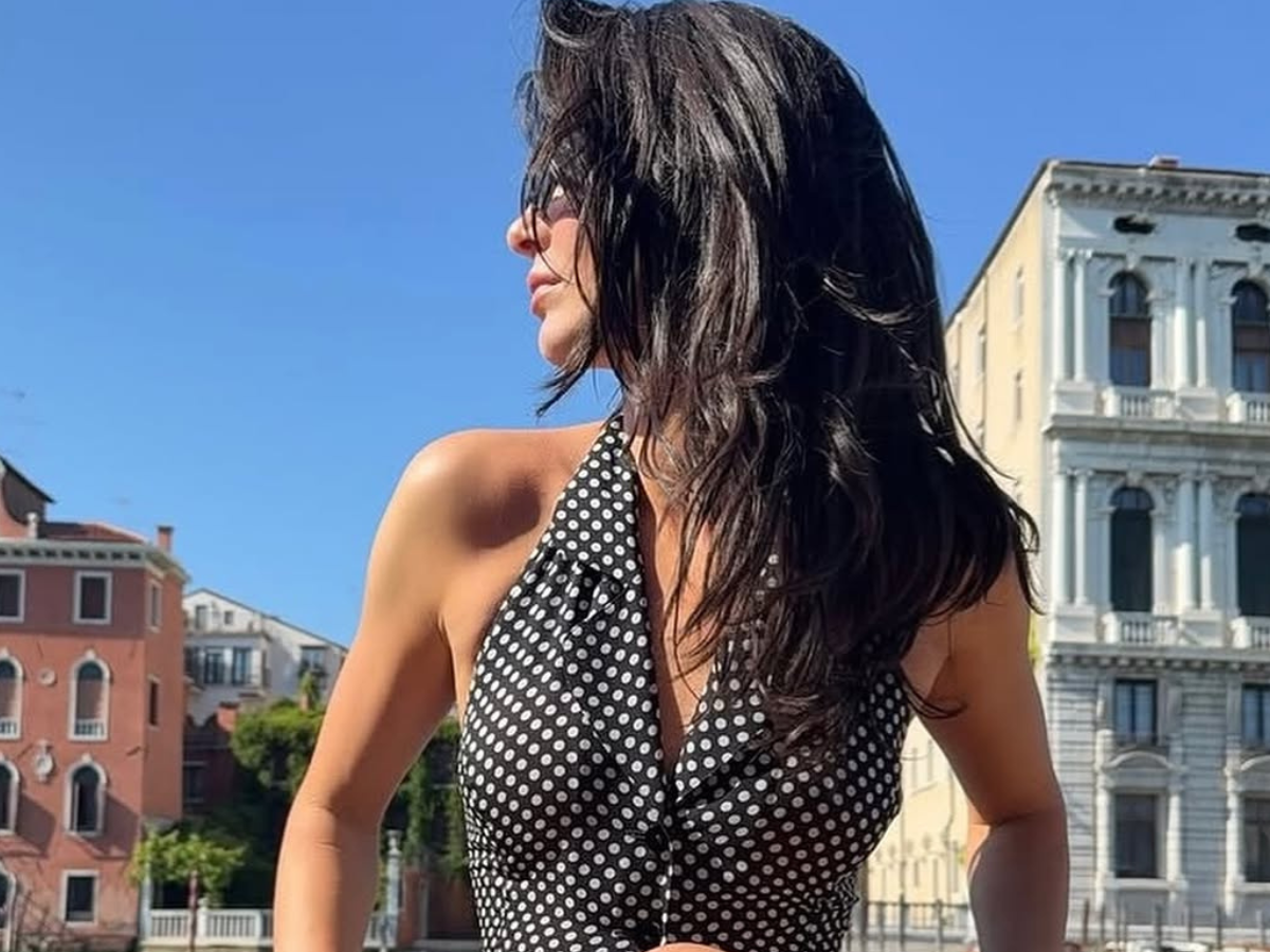 kendall jenner wearing polka dot matching set in Europe summer 2025
