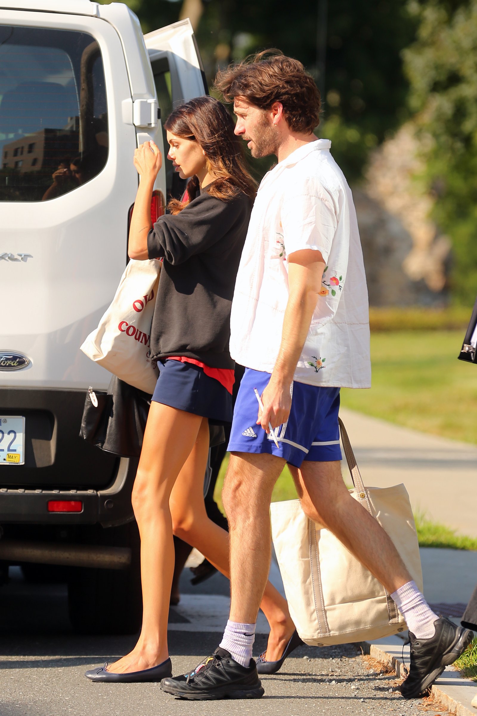 Kaia Gerber and director Gus Heagerty prepare for their New Play Reading Series at Williamstown Theater Festival for Rianna Simons 'White Girls Gang' in Williamstown, MA. Kaia rehearsed the reading at Manton Center at The Clark Institute and returned to a dorm building at Williams College.
