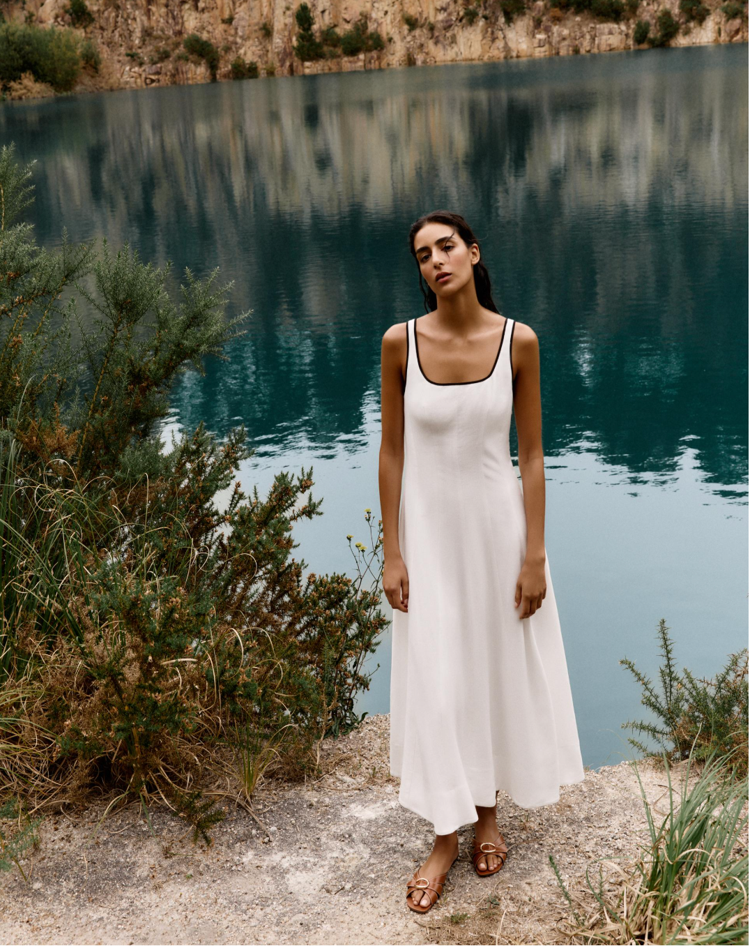 Midi Dress With Contrast Piping