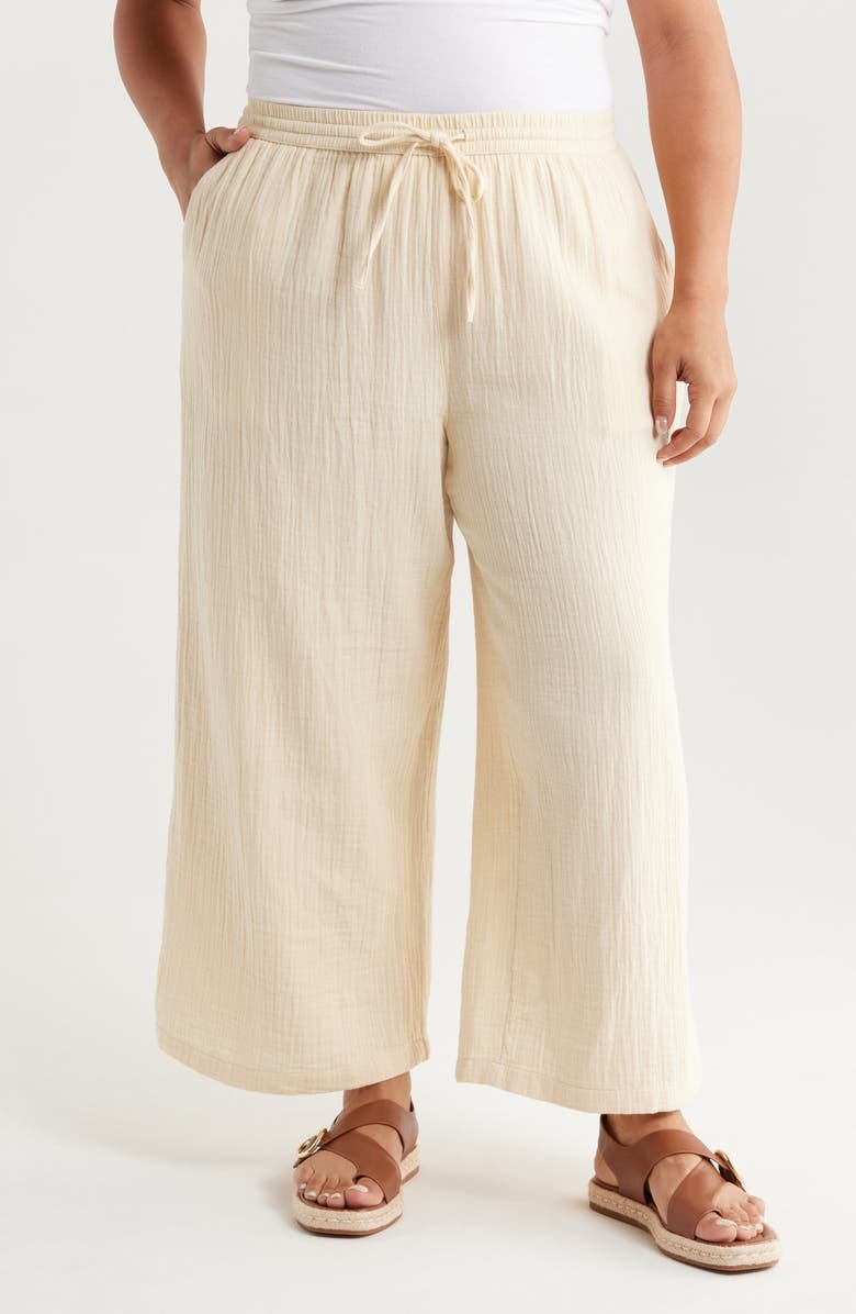 Wide Leg Crop Cotton Gauze Pants