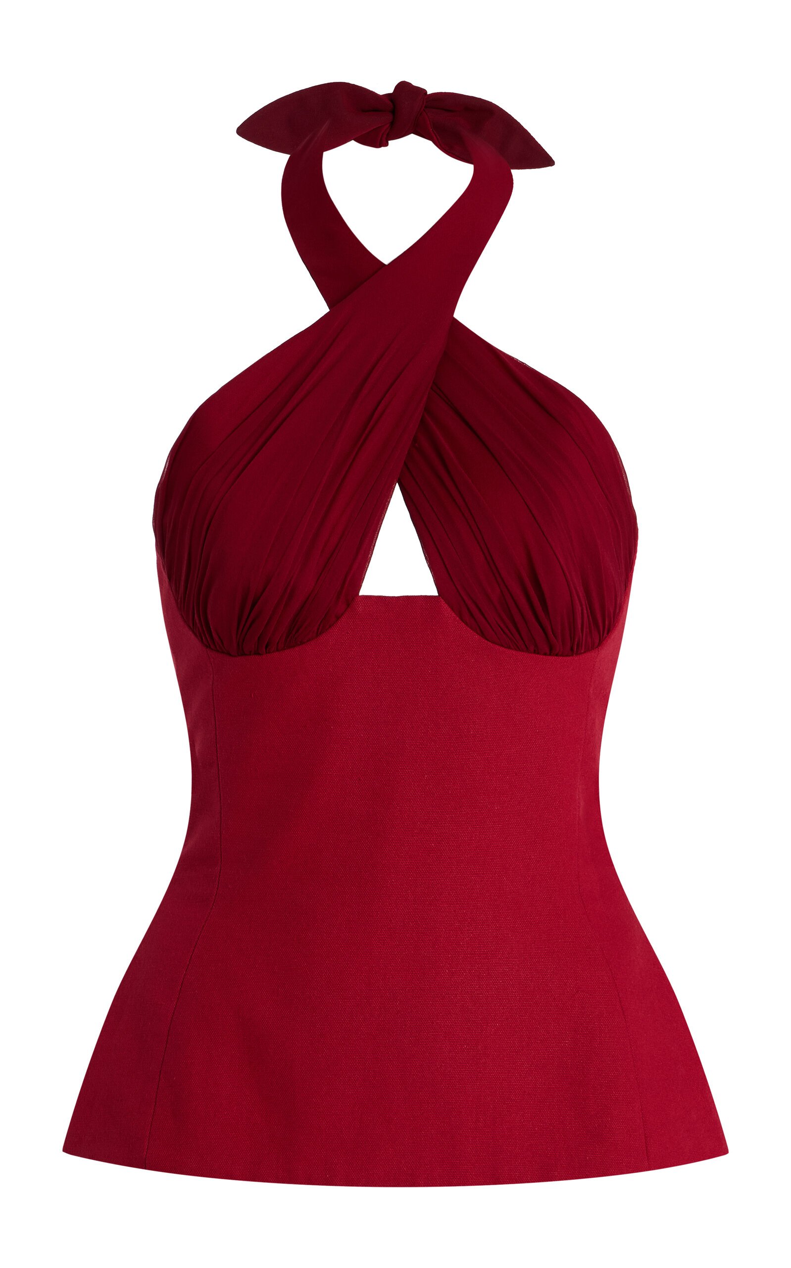 Exclusive Sculpted Silk Halter Top