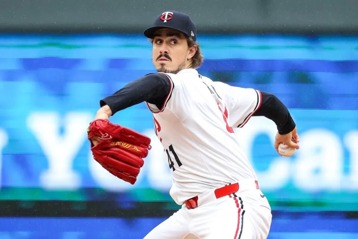 May 21, 2025; Minneapolis, Minnesota, USA; Minnesota Twins pitcher Joe Ryan (41) delivers a pitch against the Cleveland Guardians in the fourth inning during game one of a doubleheader at Target Field. Mandatory Credit: Matt Krohn-Imagn Images