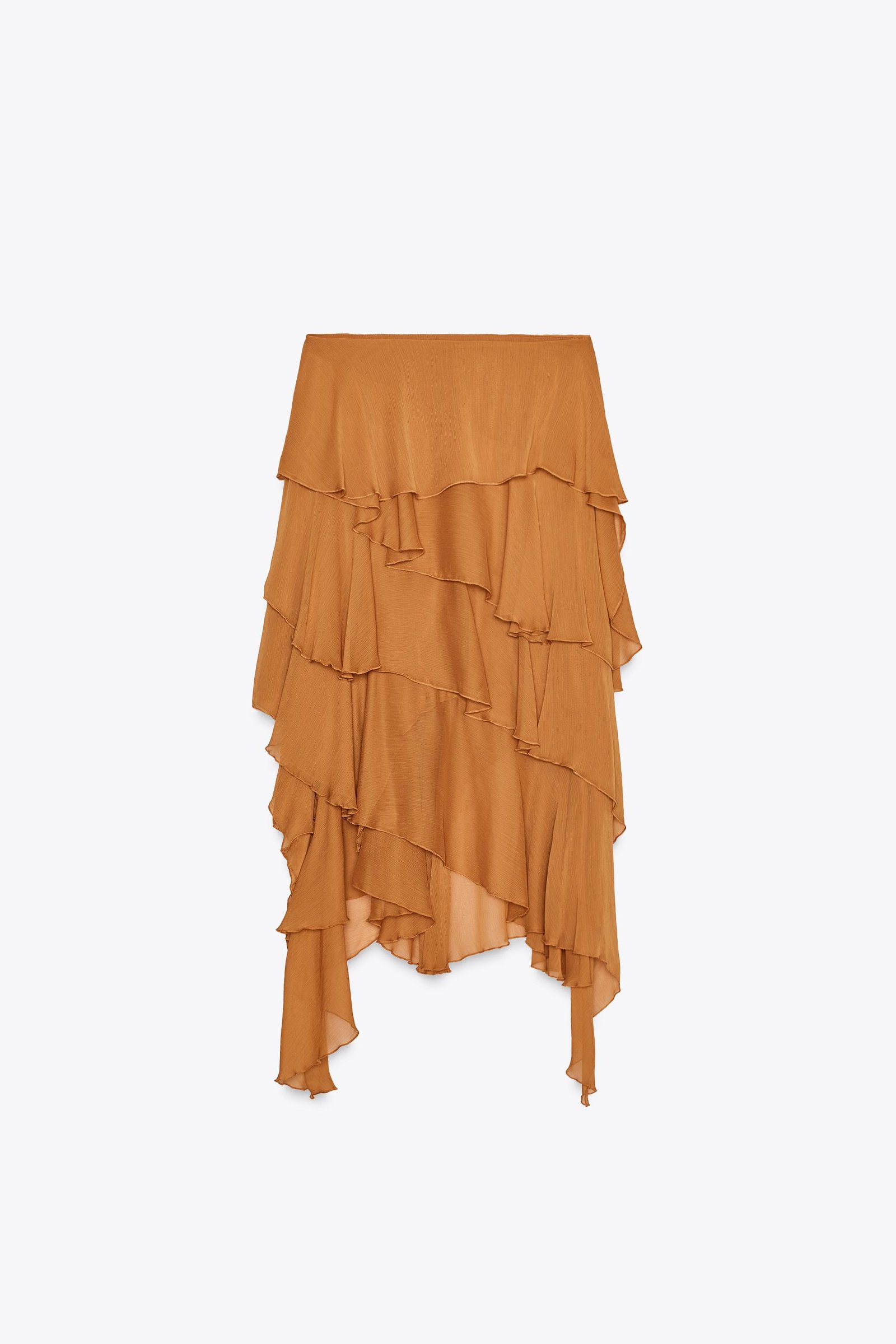 Zw Collection Asymmetric Ruffled Midi Skirt