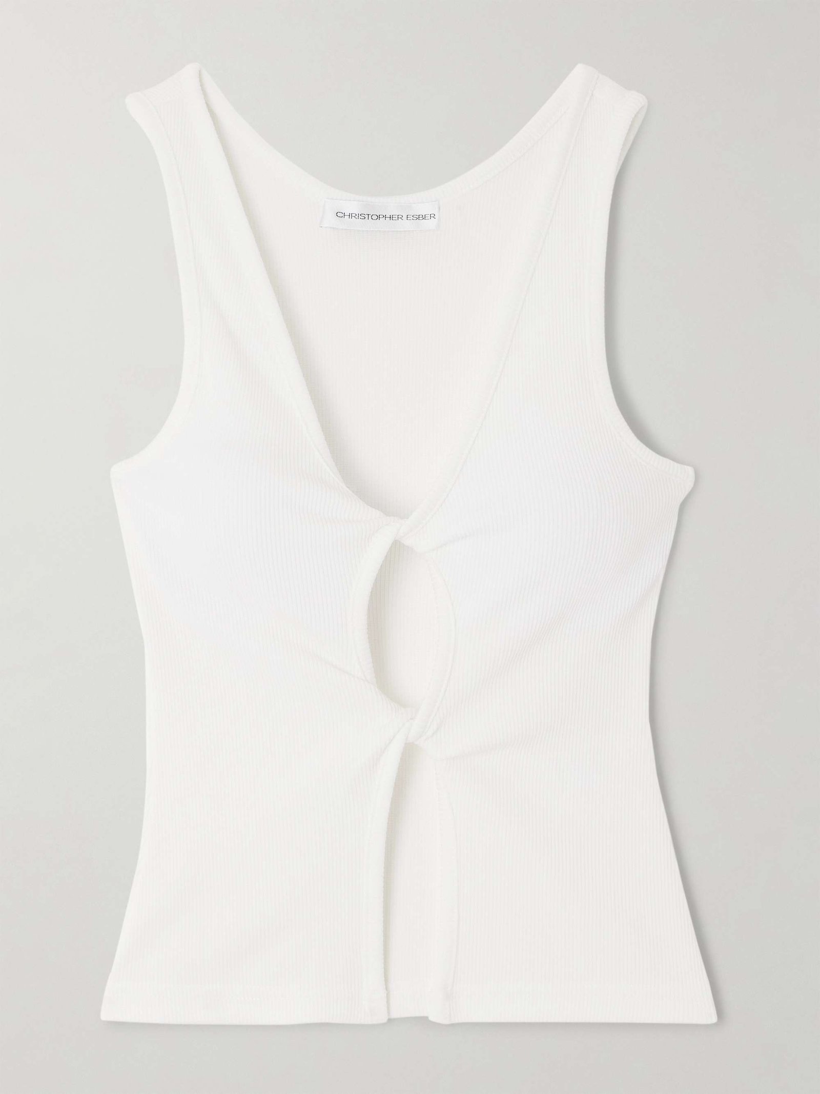 Cutout Twist-Front Ribbed-Knit Tank