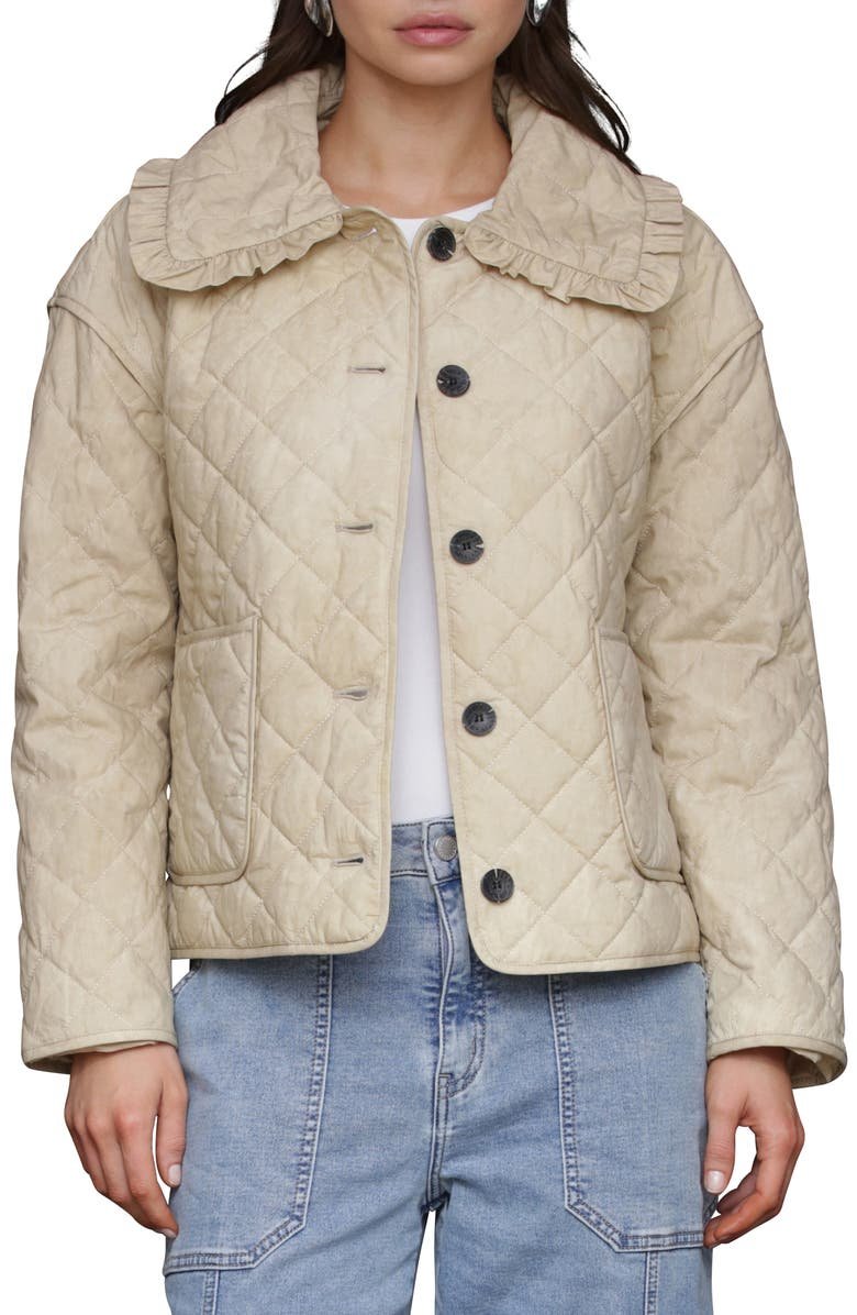 Ruffle Collar Quilted Jacket