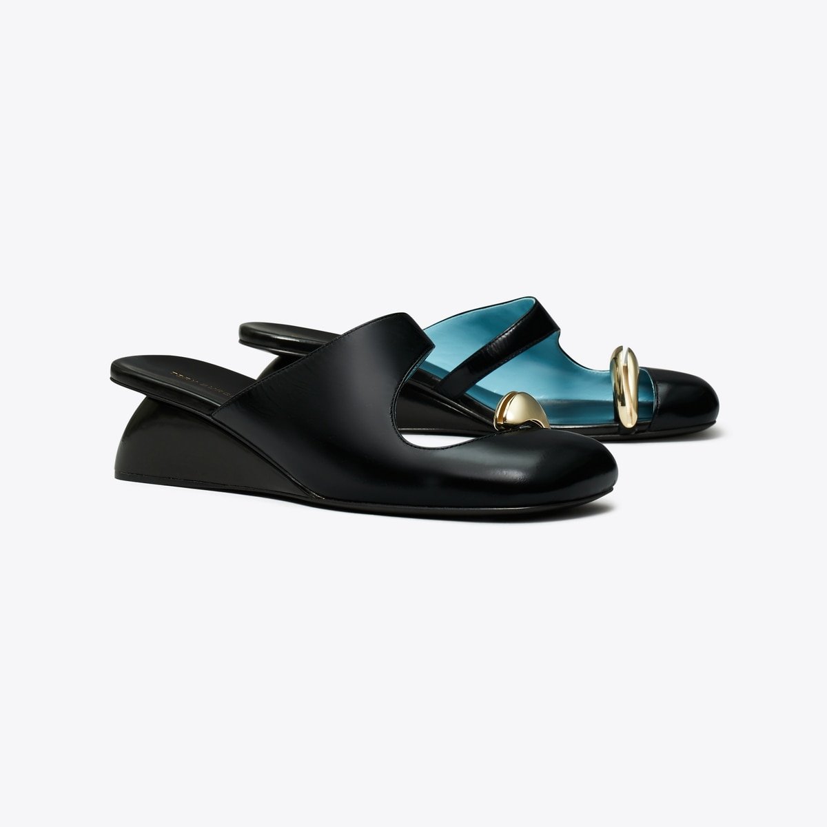 Pierced Mule Wedge in Black, Size 8