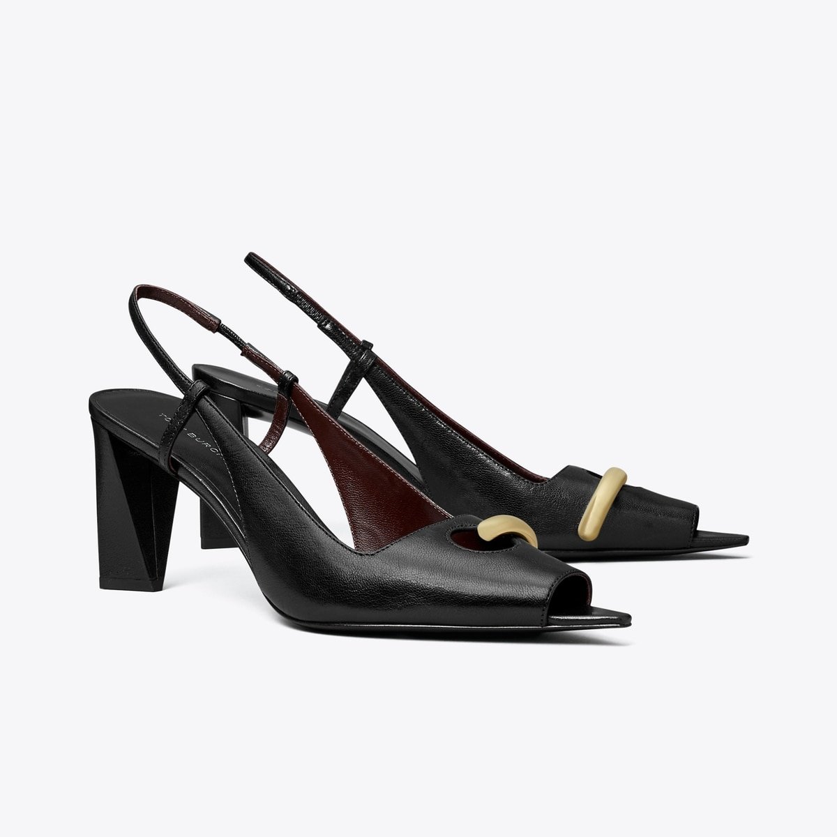 Pierced Peep-Toe Slingback in Black, Size 12