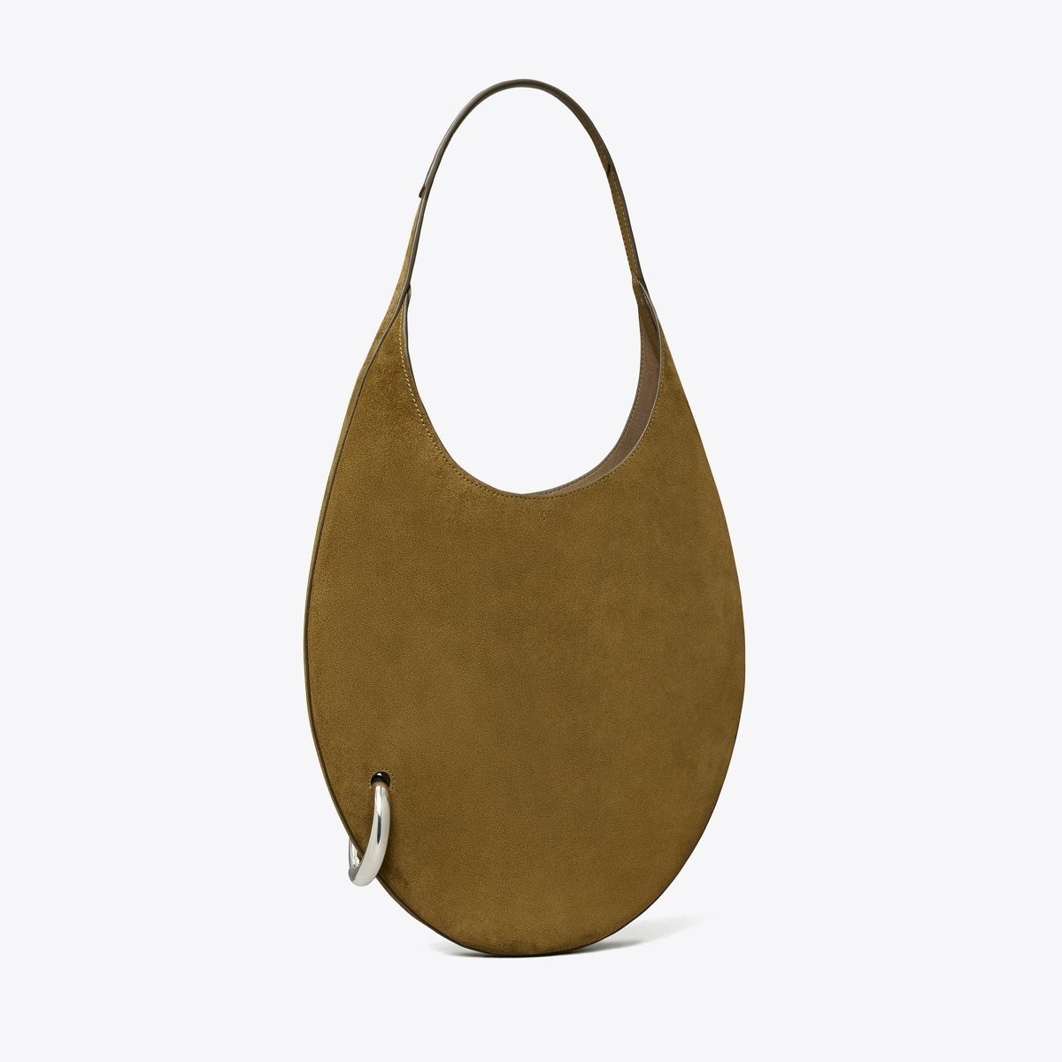 Pierced Suede Bag in Green, Size Os