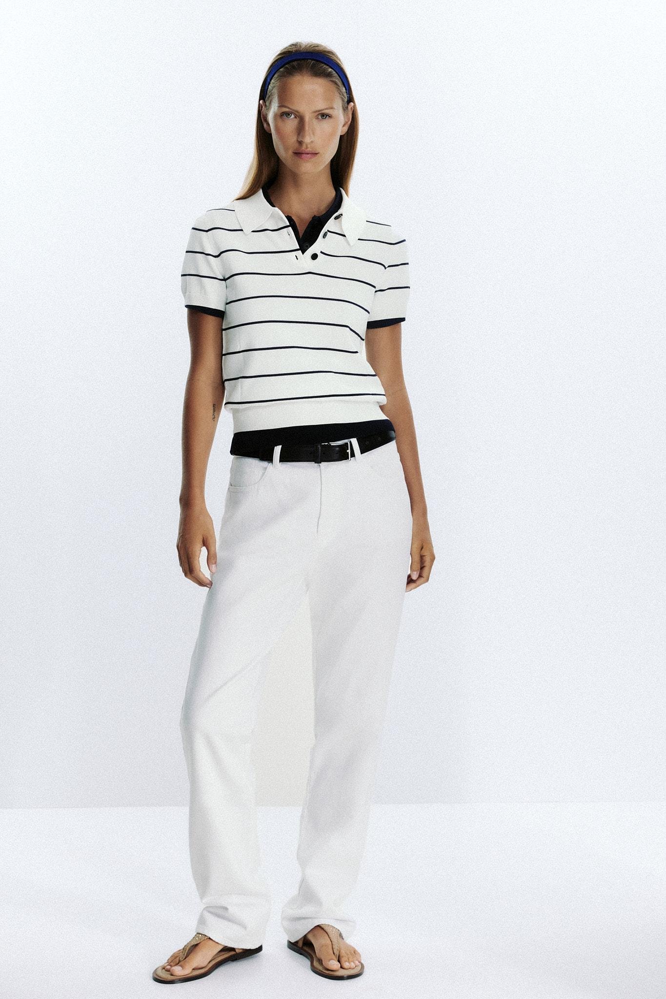 Short Sleeve Knit Polo Top