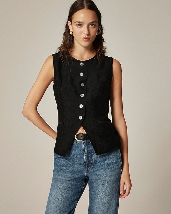 Essential Cutaway Vest Top in Textured Satin