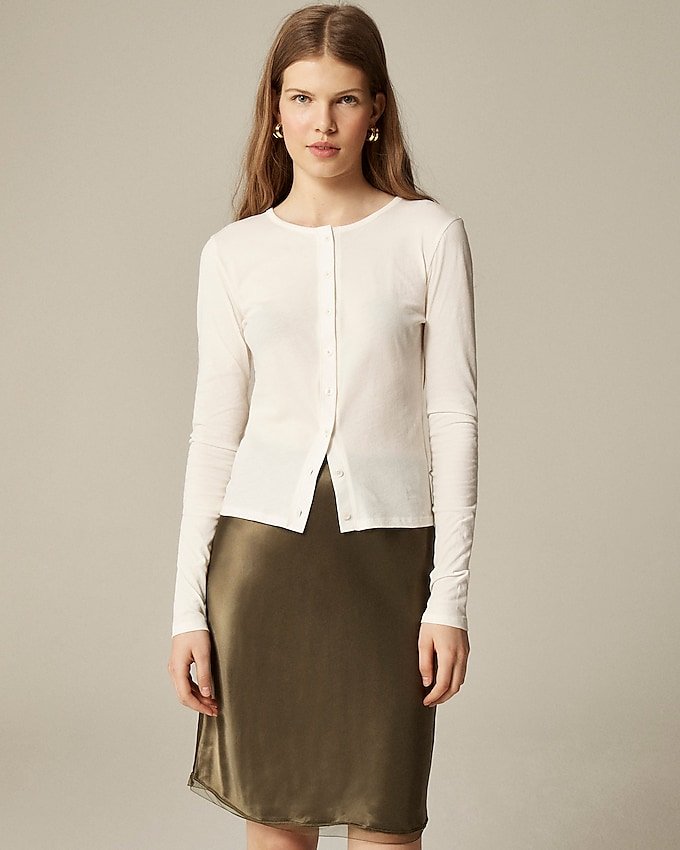 Feather Jersey Crewneck Cardigan