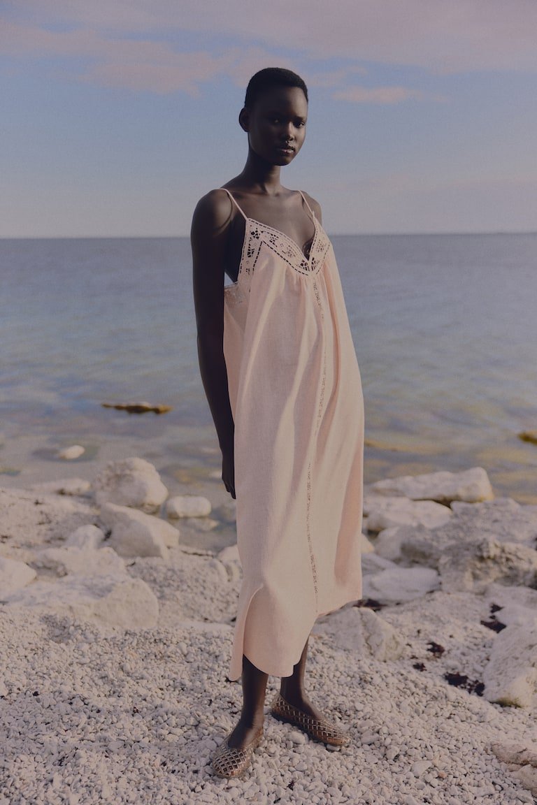 Broderie Anglaise Tie-Strap Dress