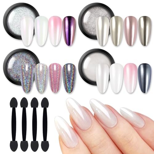 Born Pretty Chrome Nail Powder Metallic Holo Nail Glitter Powder Super Mirror Rainbow Neon Shiny Nail Pearlescent Powder With Magic Effect for Decoration Manicure Design 4 Boxes : Amazon.co.uk: Beauty