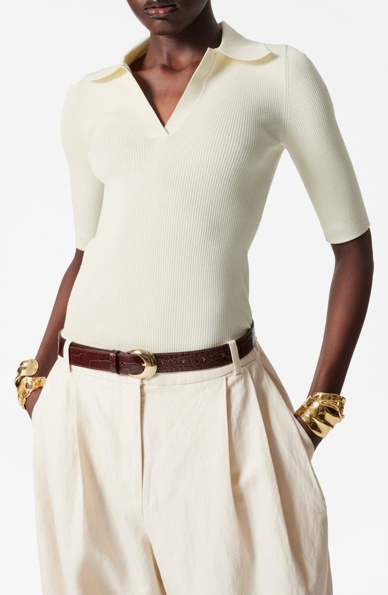 Rib Knit Polo Top