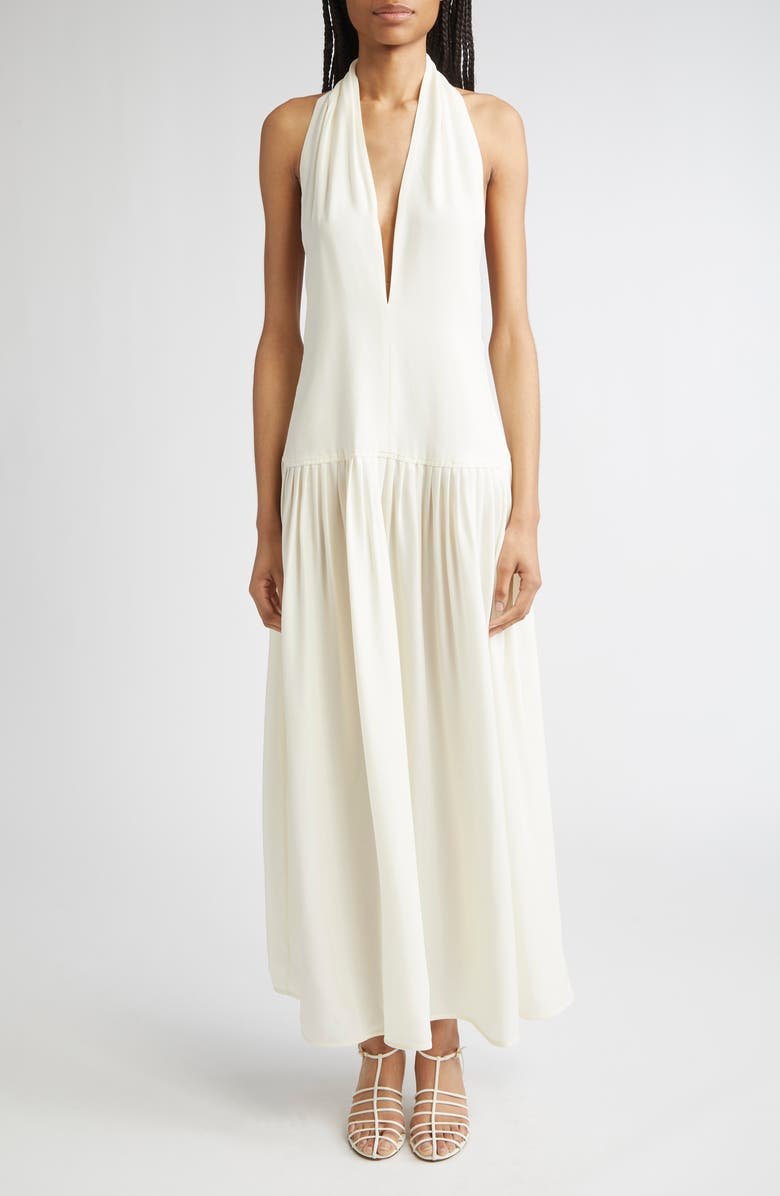 Tala Drop Waist Halter Georgette Maxi Dress