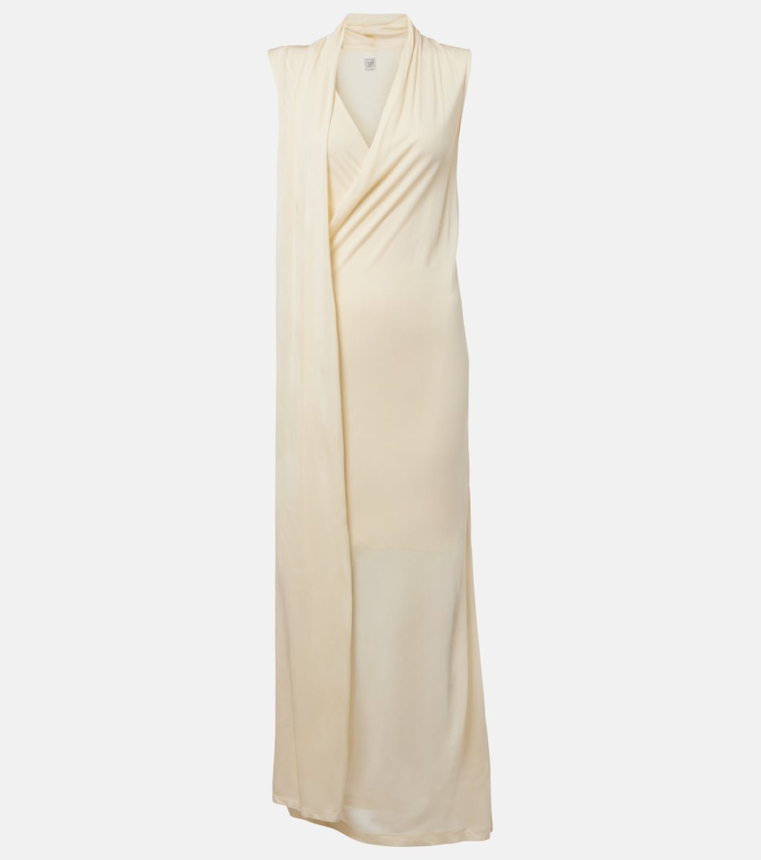 Draped Scarf-Detail Jersey Wrap Dress