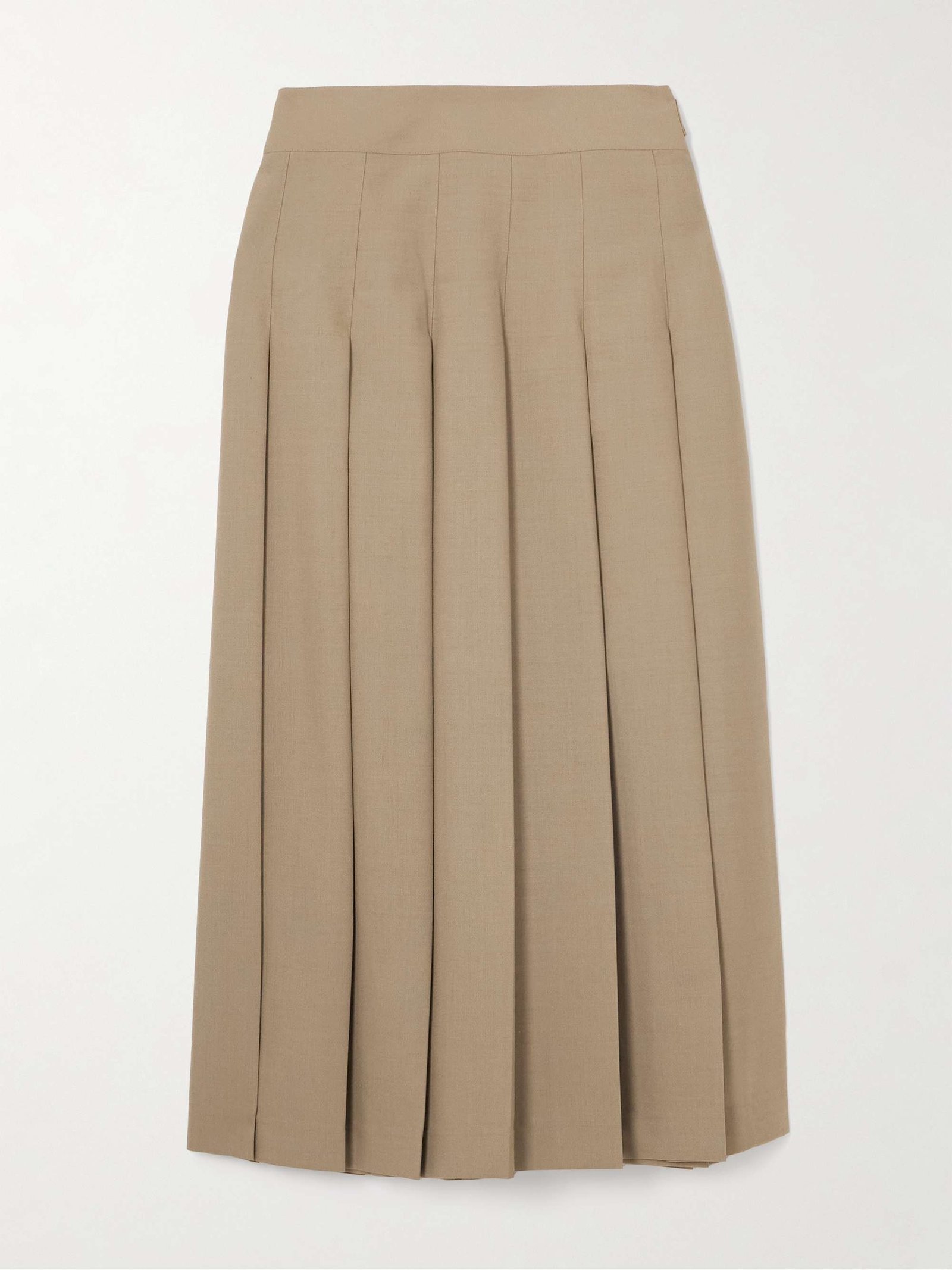 Pleated Wool-Blend Midi Wrap Skirt