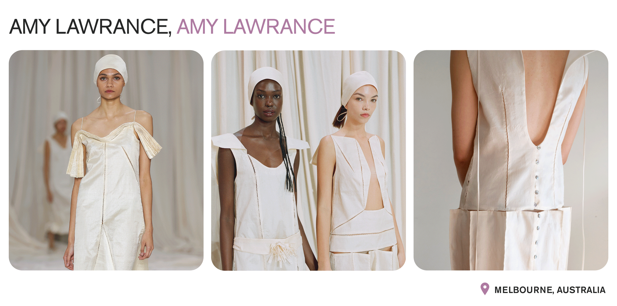 A collage showcasing collections by Amy Lawrance with the text: 