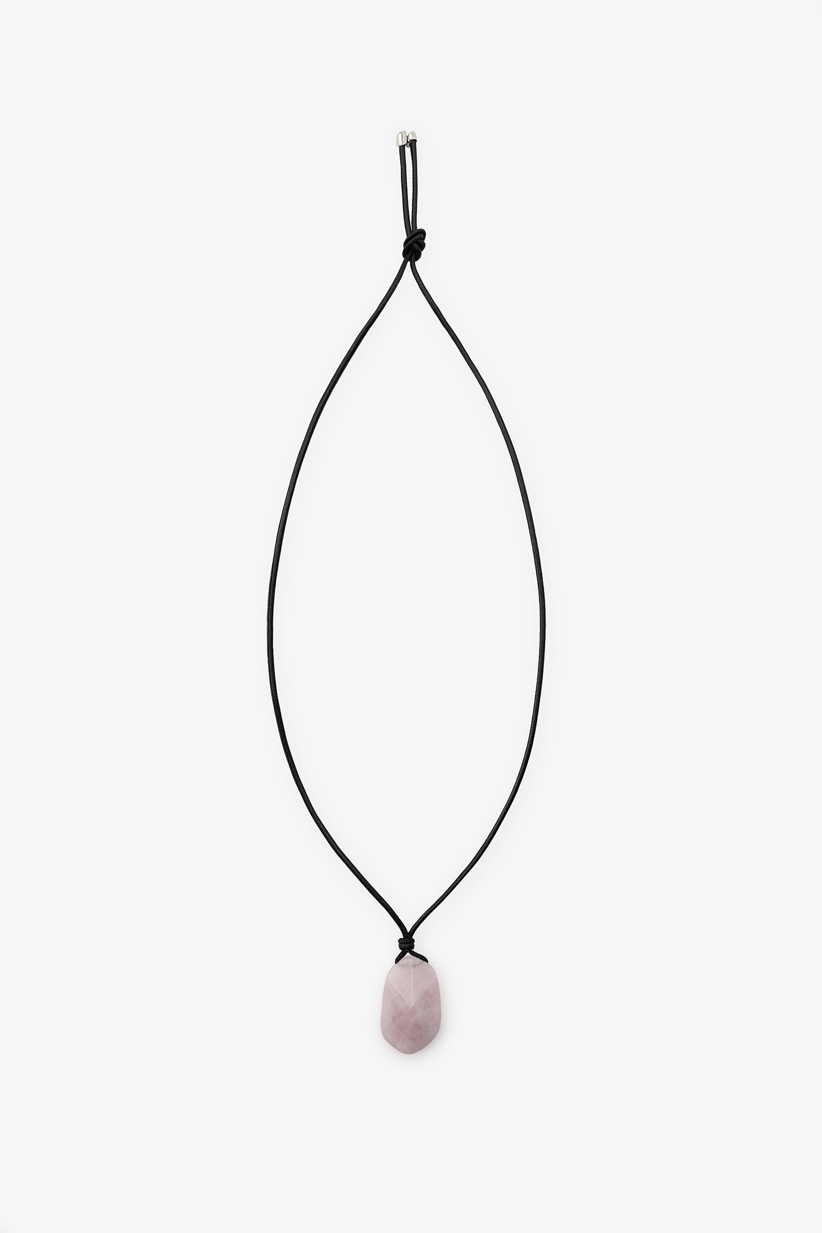 Leather Cord Stone Necklace