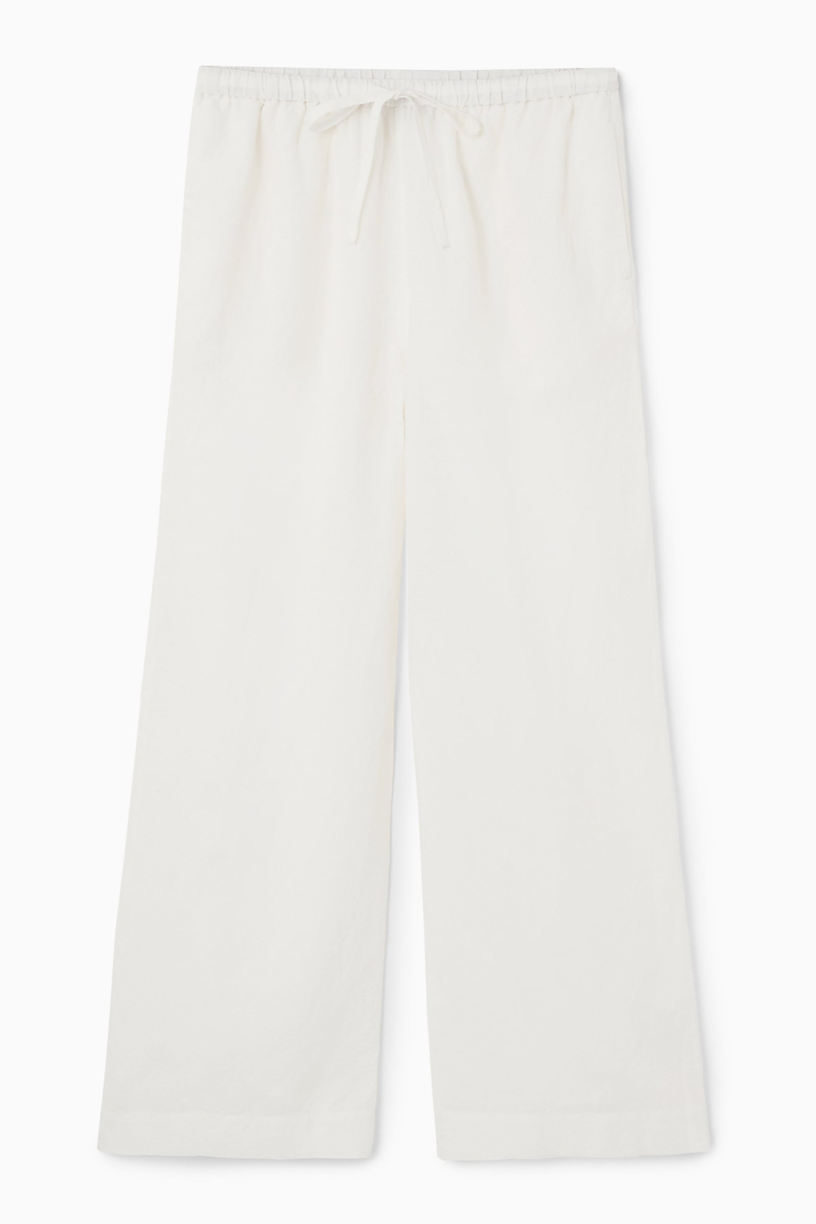Wide-Leg Linen Drawstring Trousers