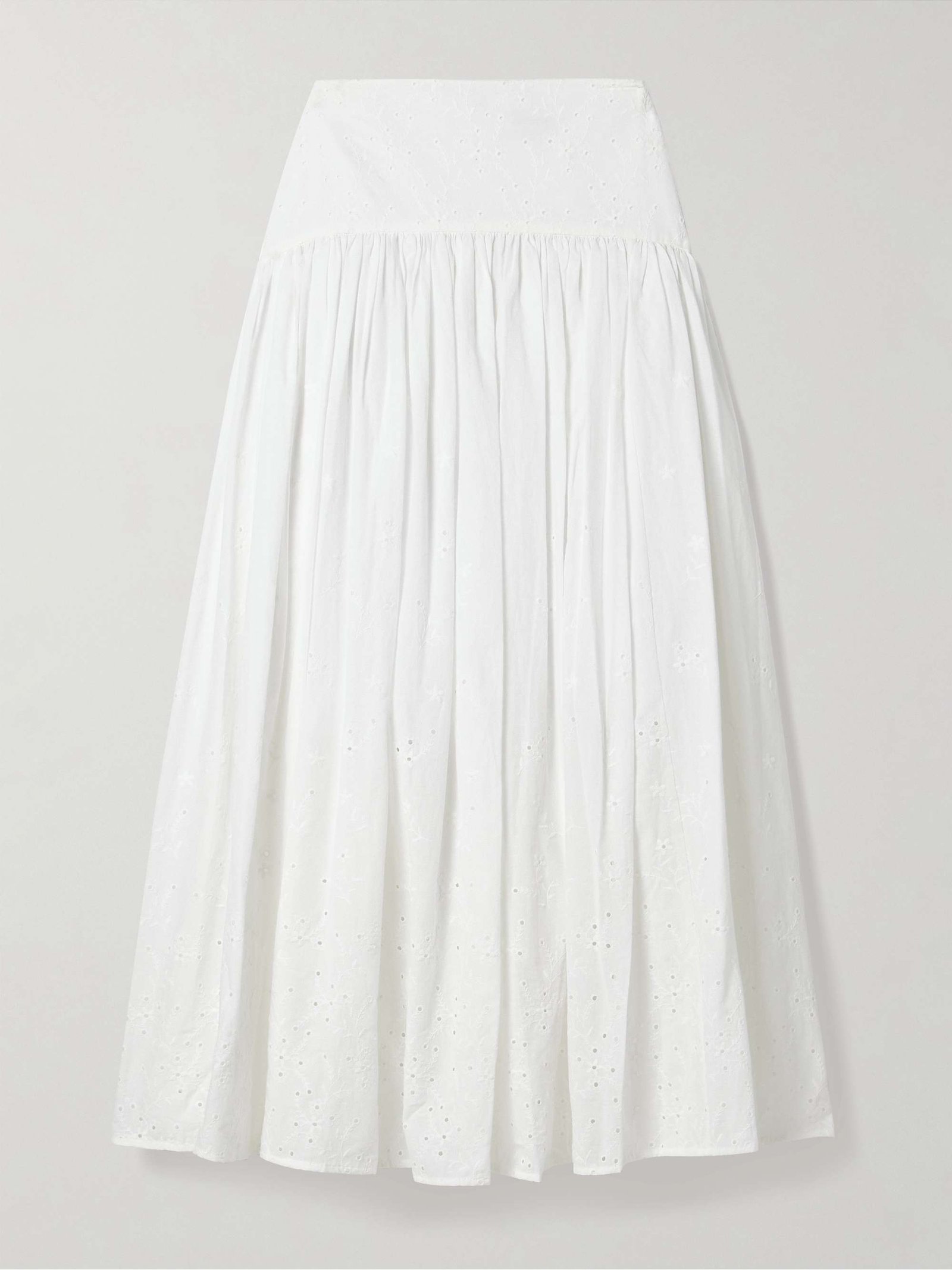 Procida Gathered Broderie Anglaise Cotton Maxi Skirt